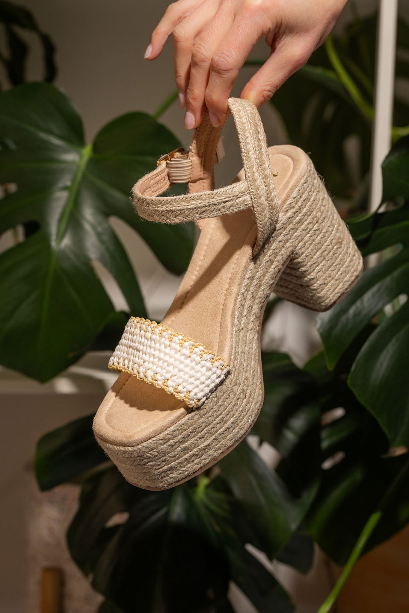 Elise Platform Sandals in Off White 140 Wedges Naughty Monkey- Tilden Co.