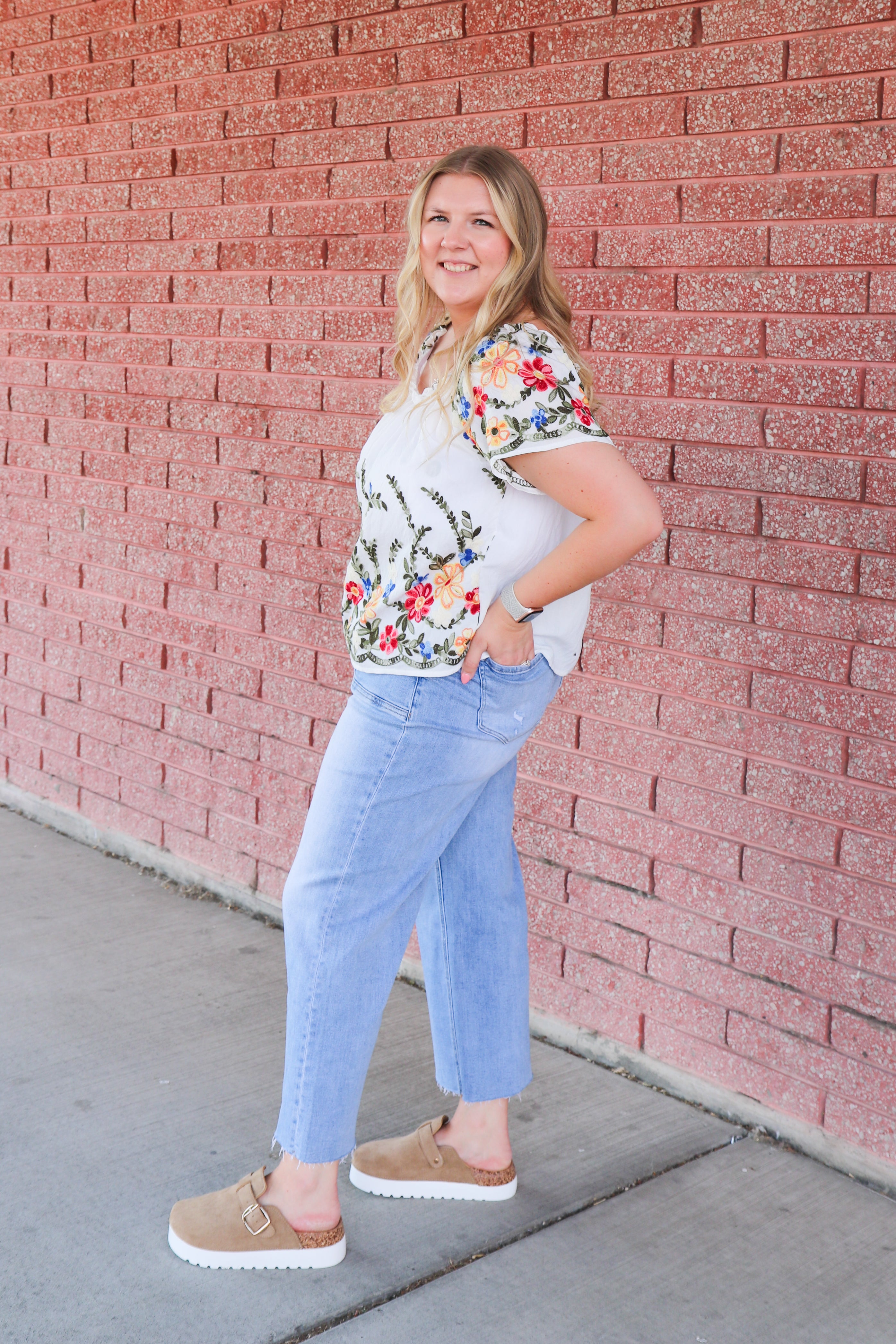Floral Embroidered Two Way Off The Shoulder Blouse Blouse so me- Tilden Co.