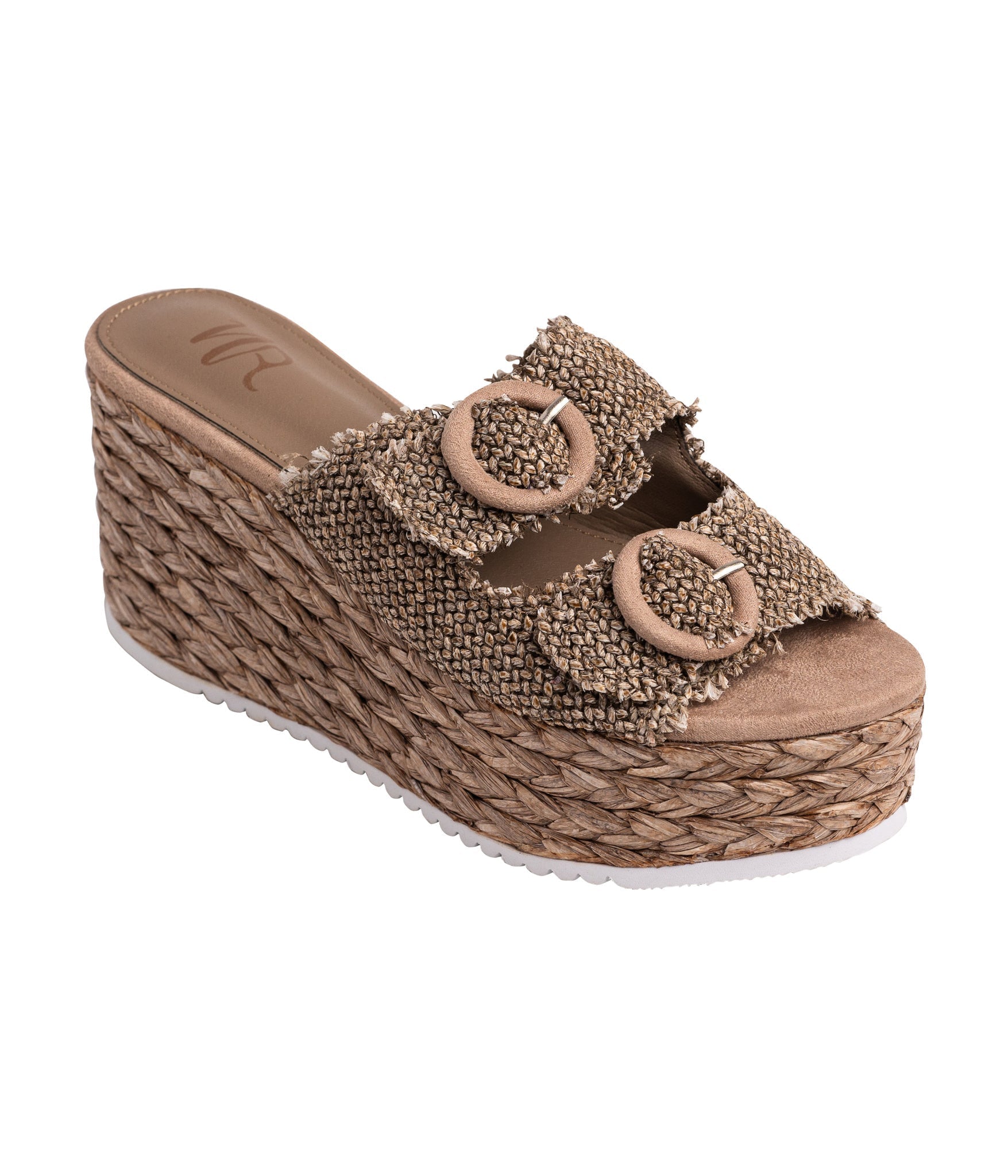Eriwen Buckle Wedge in Taupe 140 Wedges Naughty Monkey- Tilden Co.