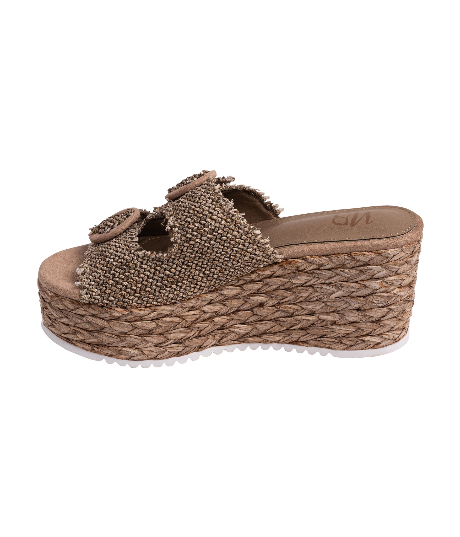 Eriwen Buckle Wedge in Taupe 140 Wedges Naughty Monkey- Tilden Co.