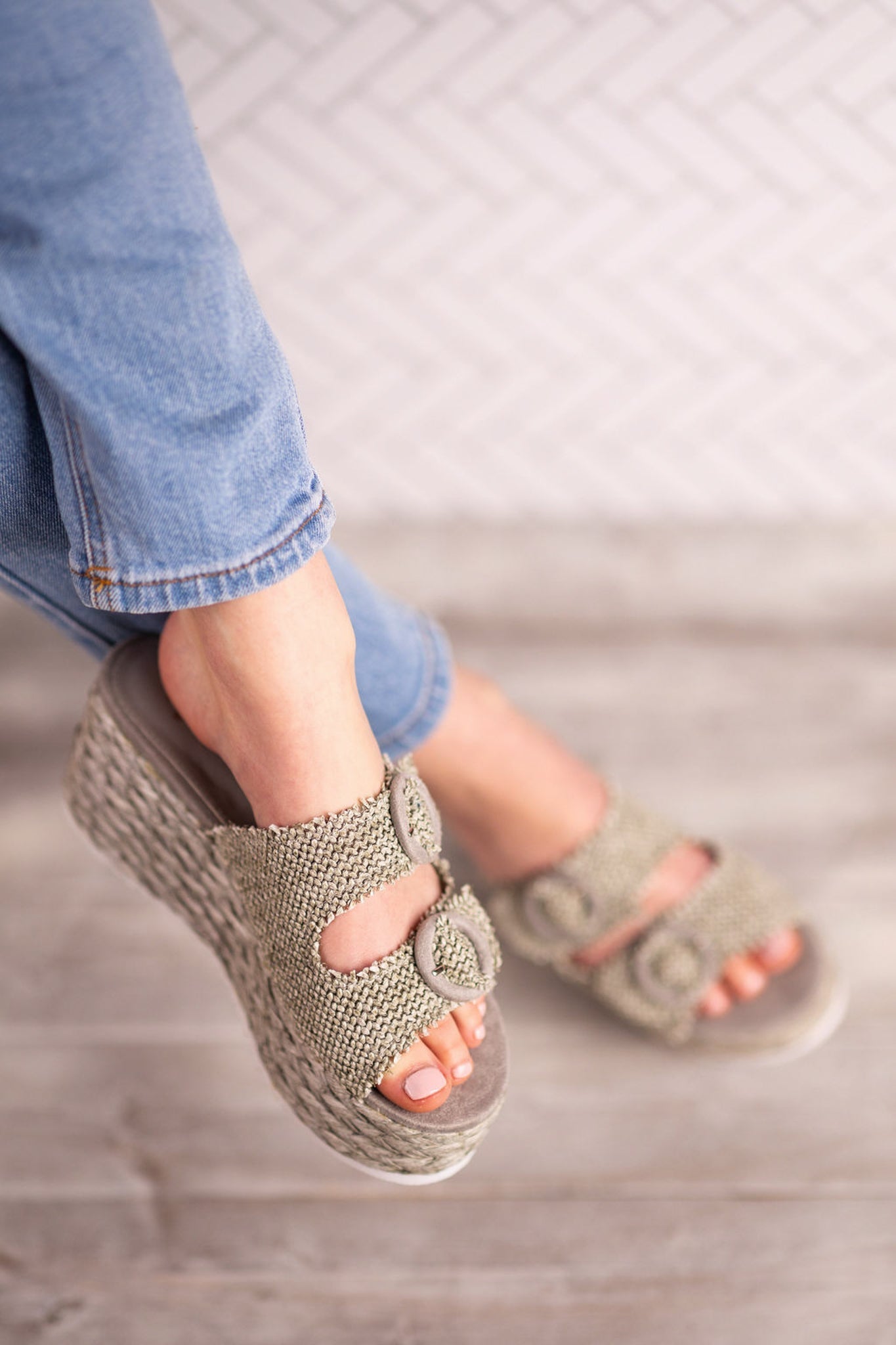 Eriwen Buckle Wedge in Teal 140 Wedges Naughty Monkey- Tilden Co.