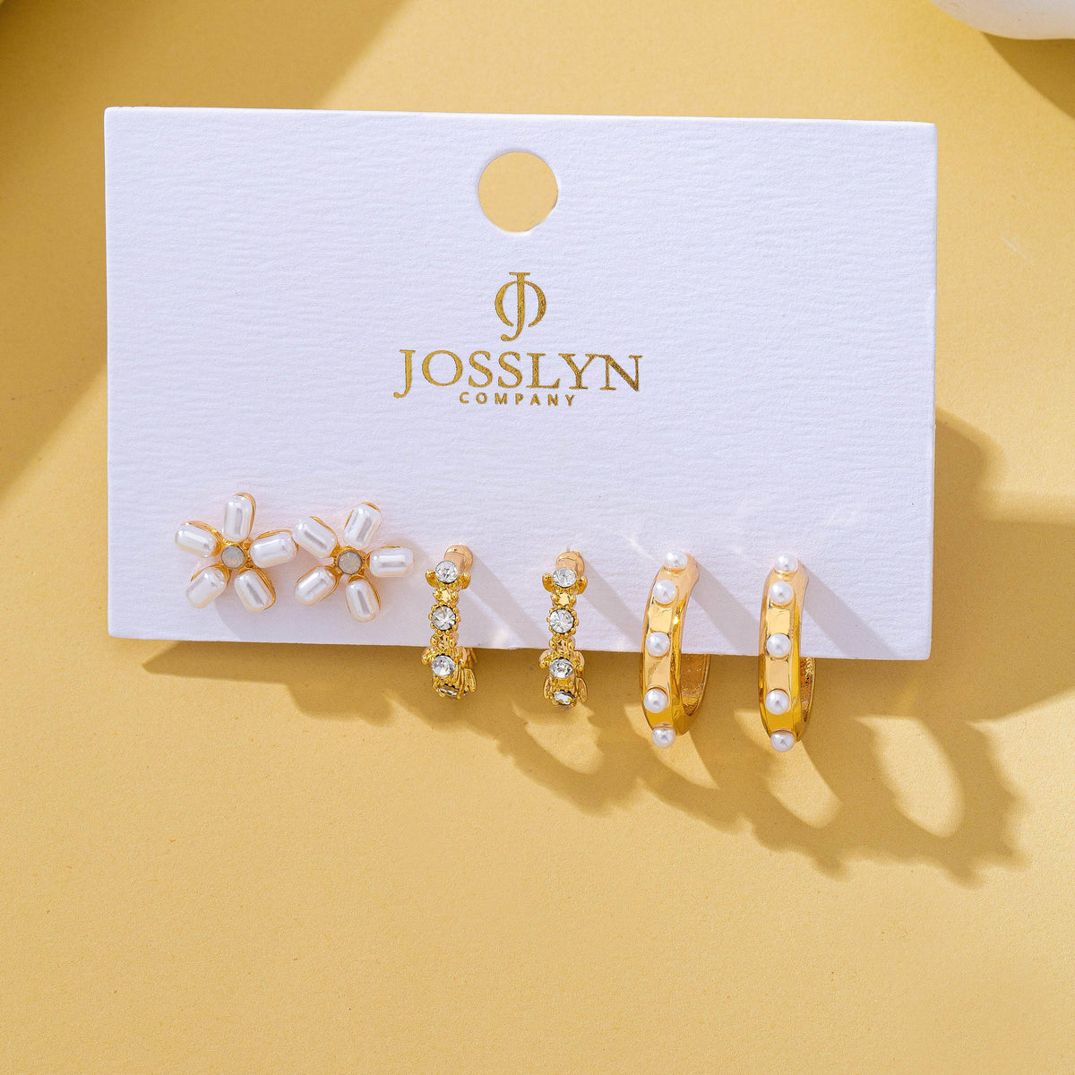 Pearl Floral Stud & Hoop Trio earrings | 80E62419 Earrings JOSSLYN by wall to wall- Tilden Co.