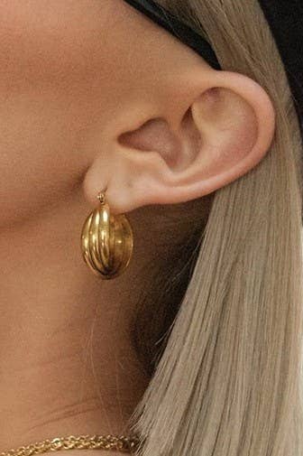 18K Stainless Steel Huggie Hoops JOSSLYN by wall to wall- Tilden Co.