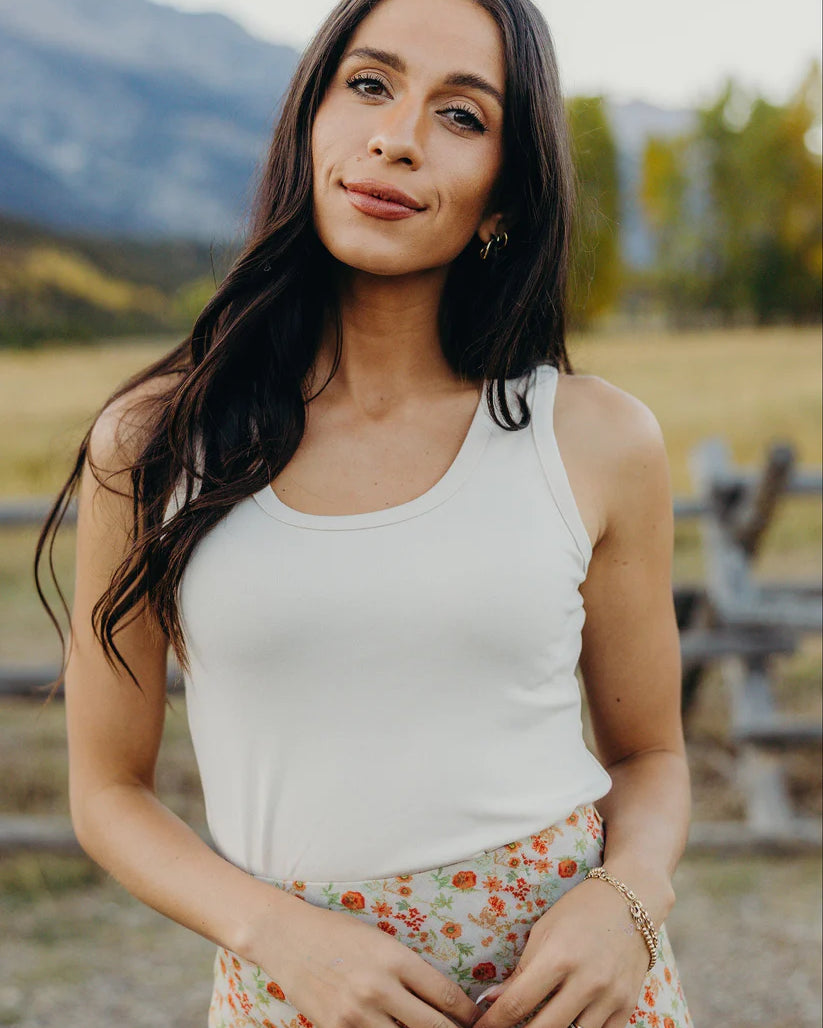 Scoop Neck Tank Top in Vanilla Bean Tank Top Mikarose- Tilden Co.