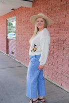 Everly Sweater in Cream Bloom overalls Polagram- Tilden Co.