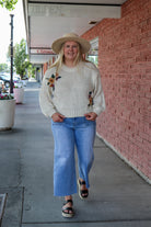 Everly Sweater in Cream Bloom overalls Polagram- Tilden Co.