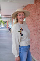 Everly Sweater in Cream Bloom overalls Polagram- Tilden Co.