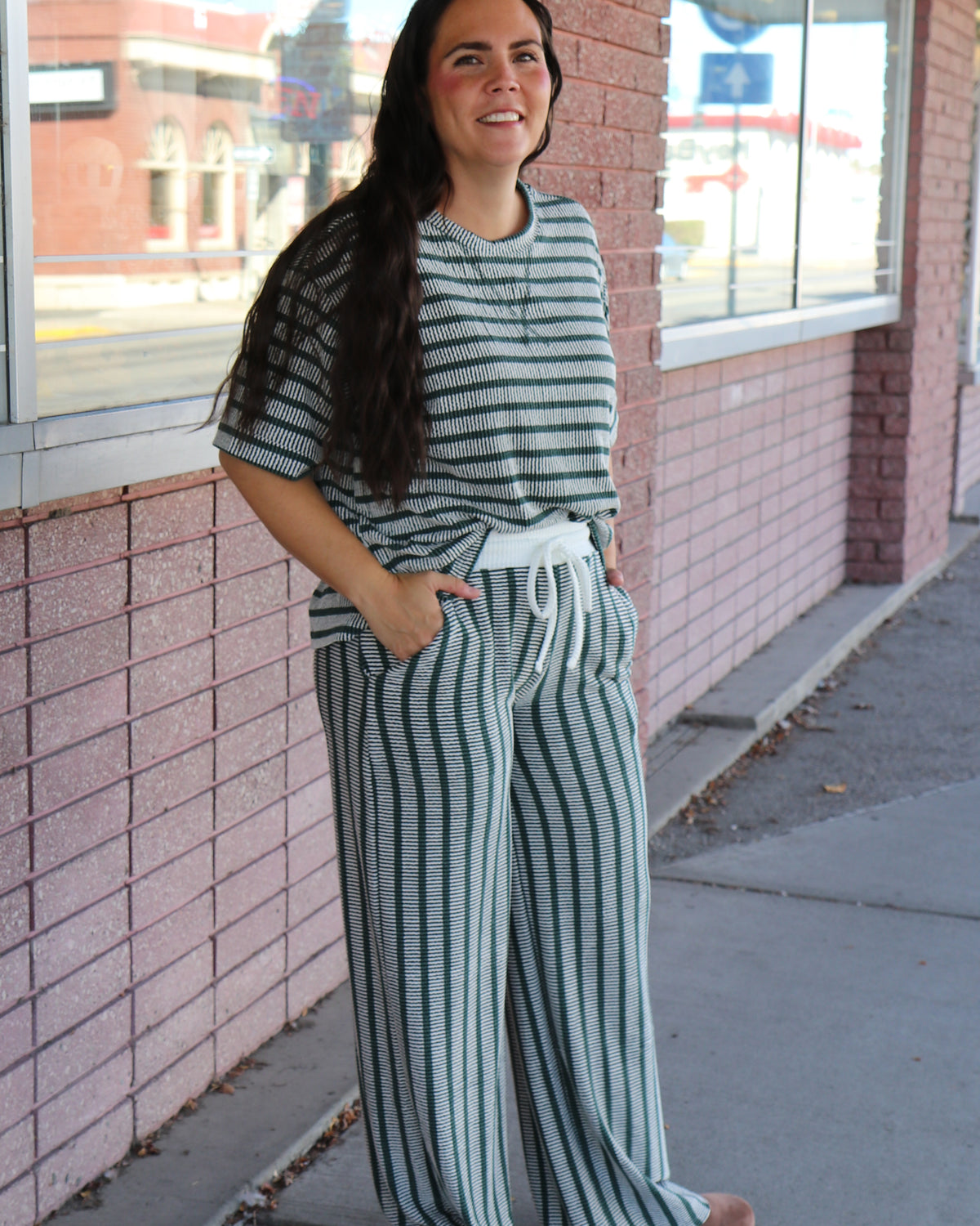 Everyday Stripe Ribbed Pants Casual Pants Zenana- Tilden Co.