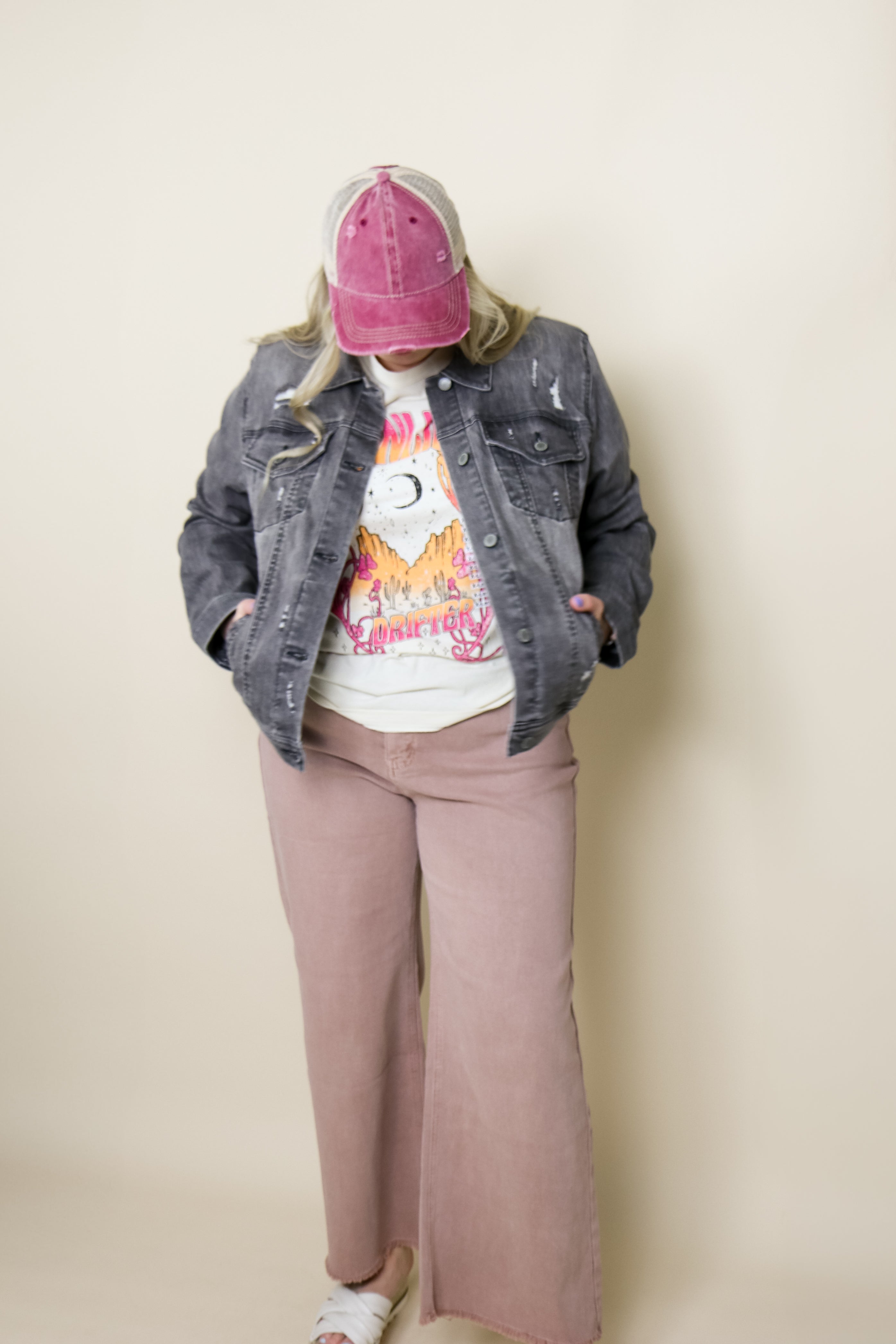 Grey Denim Distressed Jacket jean jacket Risen Jeans- Tilden Co.