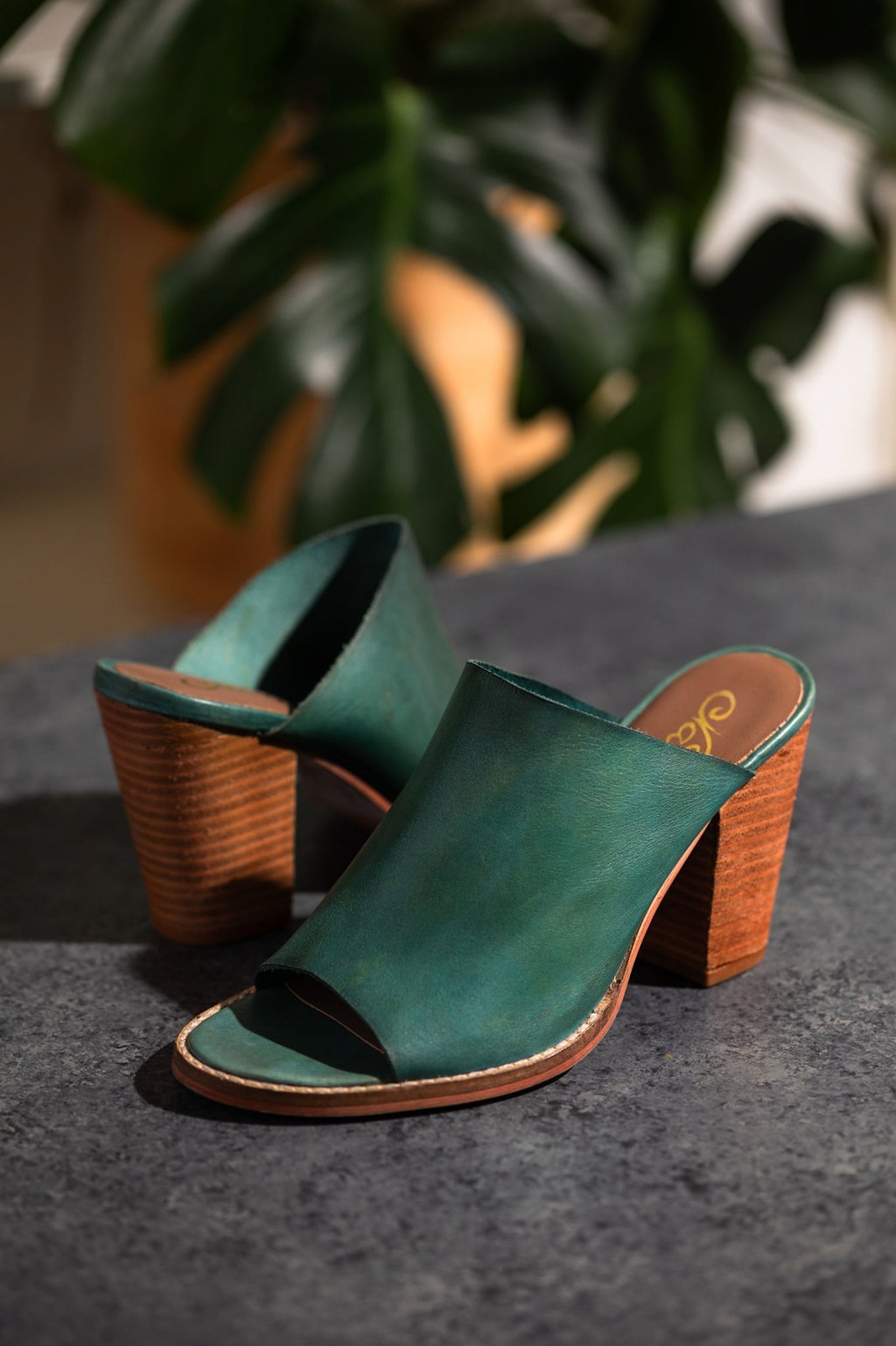 Hallie Heeled Sandal in Teal 140 Wedges Naughty Monkey- Tilden Co.