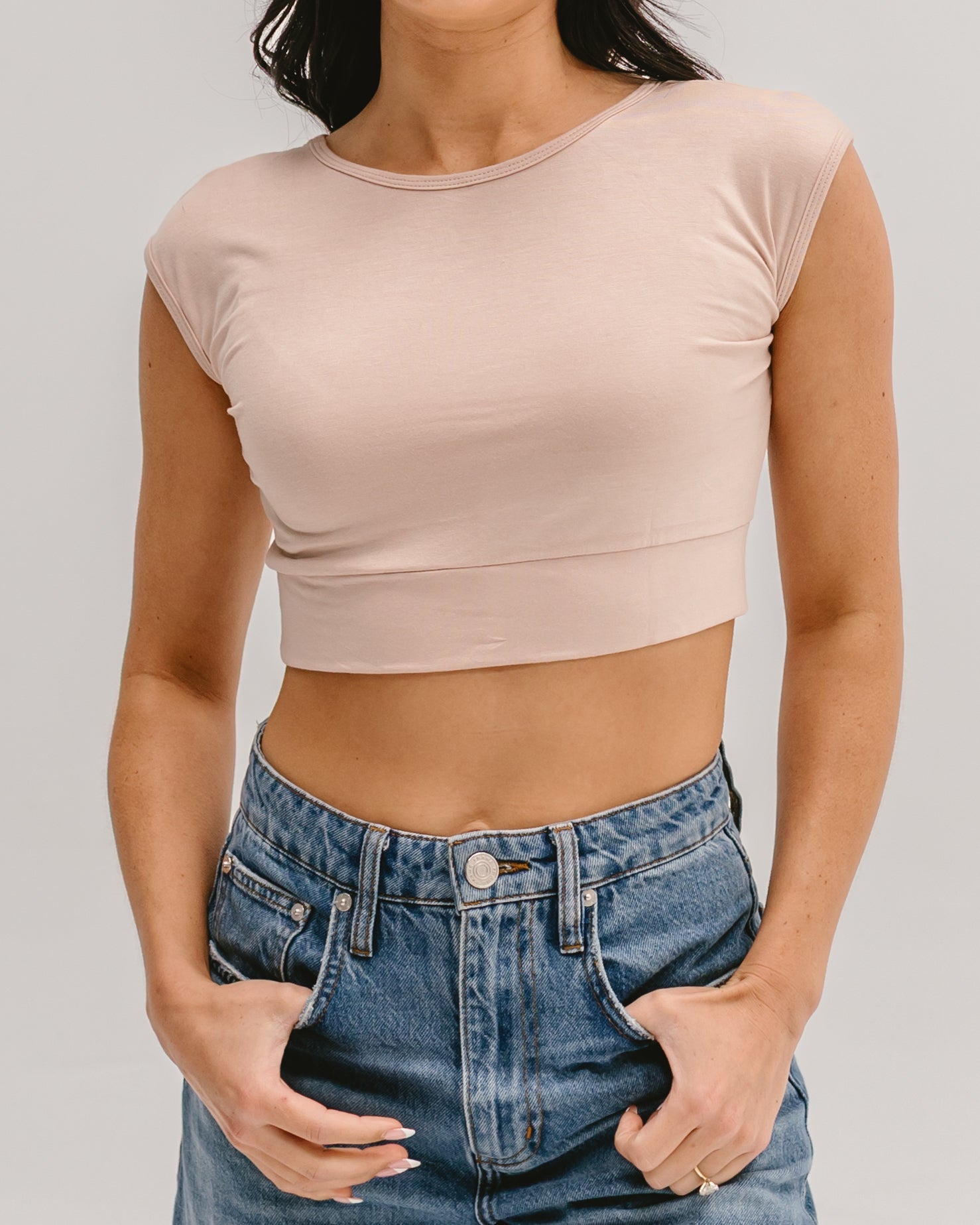 Classic Basic Cap Sleeve Nude / XS Nude XS Layering Top HALFTEE Layering Fashions- Tilden Co.