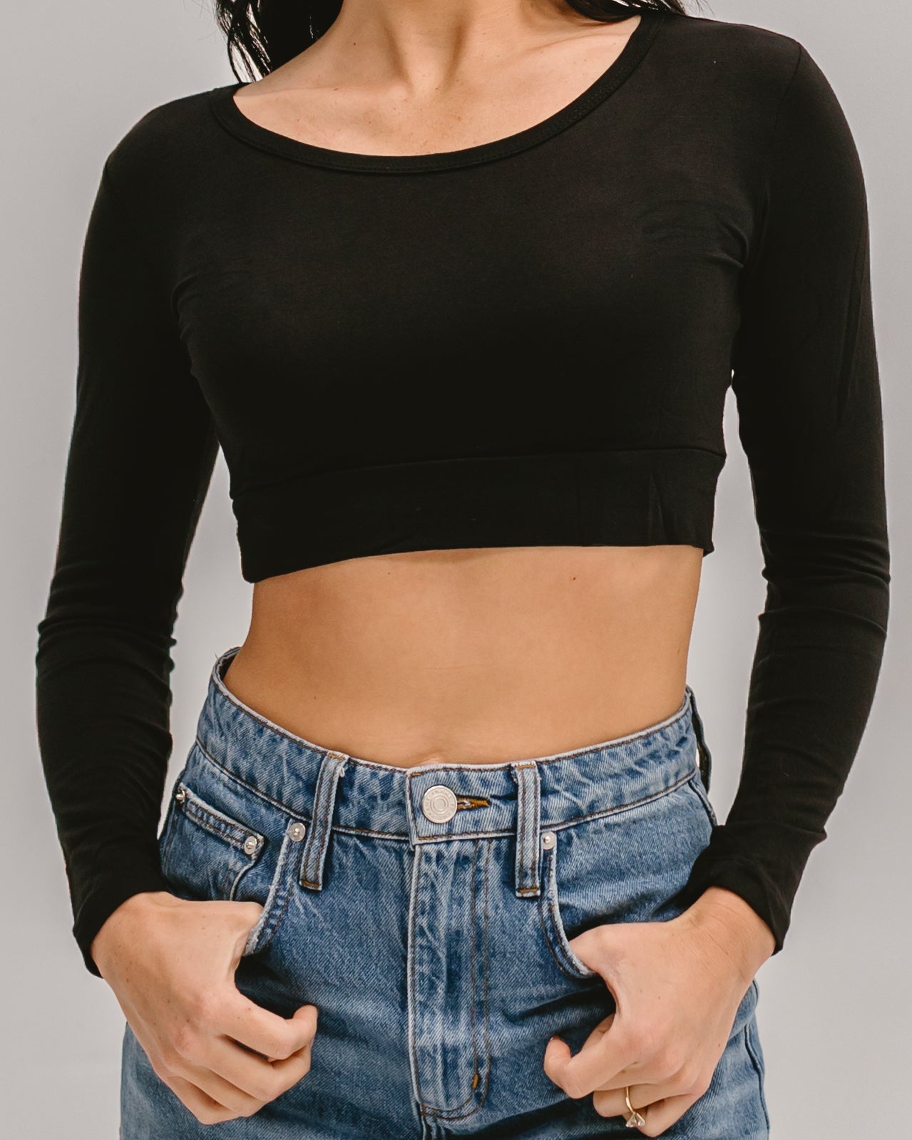 Classic Long Sleeve Halftee Black / XS Black XS Long Sleeved HALFTEE Layering Fashions- Tilden Co.