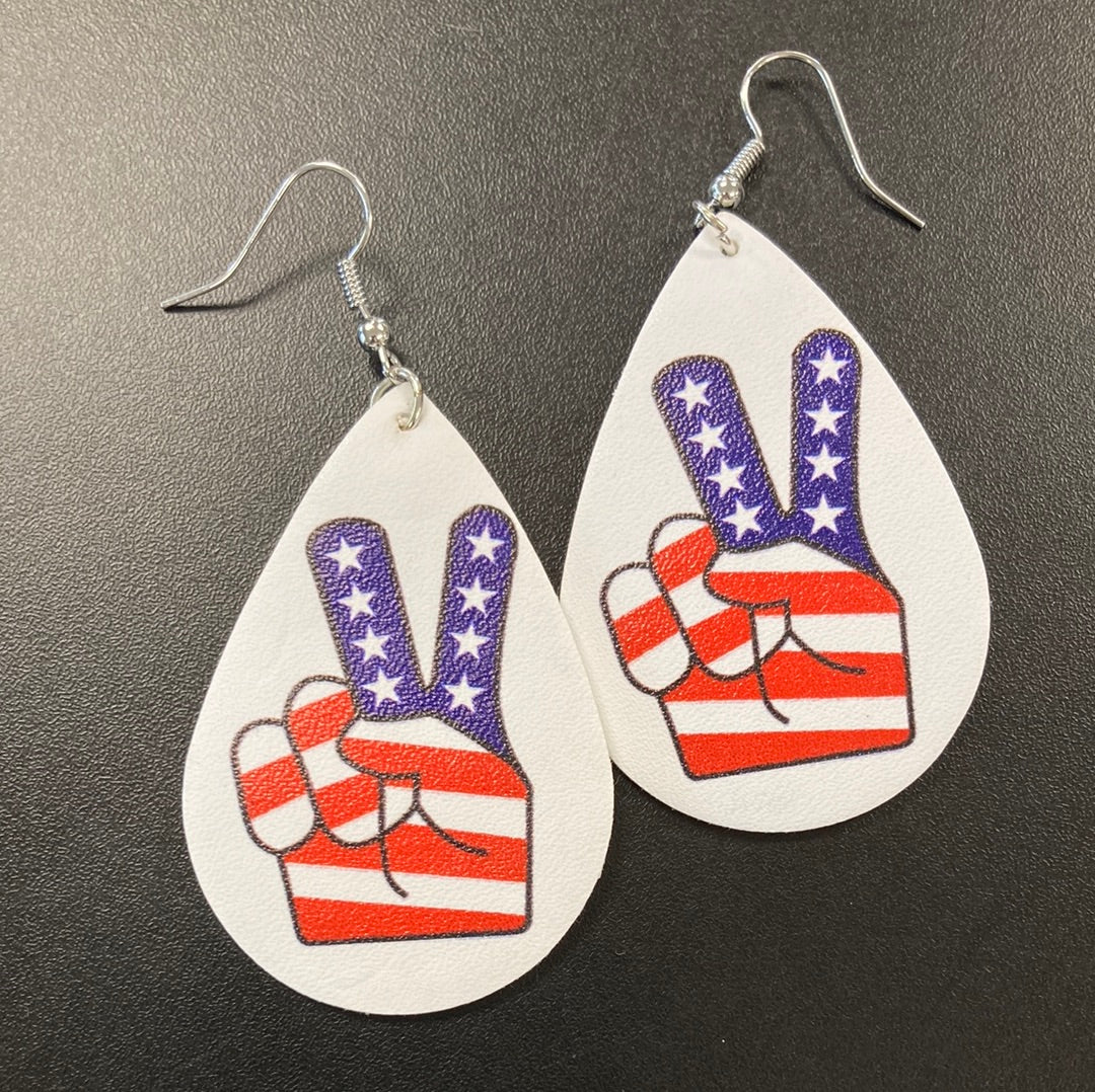 American Peace Faux Leather Earrings Daydreamer Creations- Tilden Co.