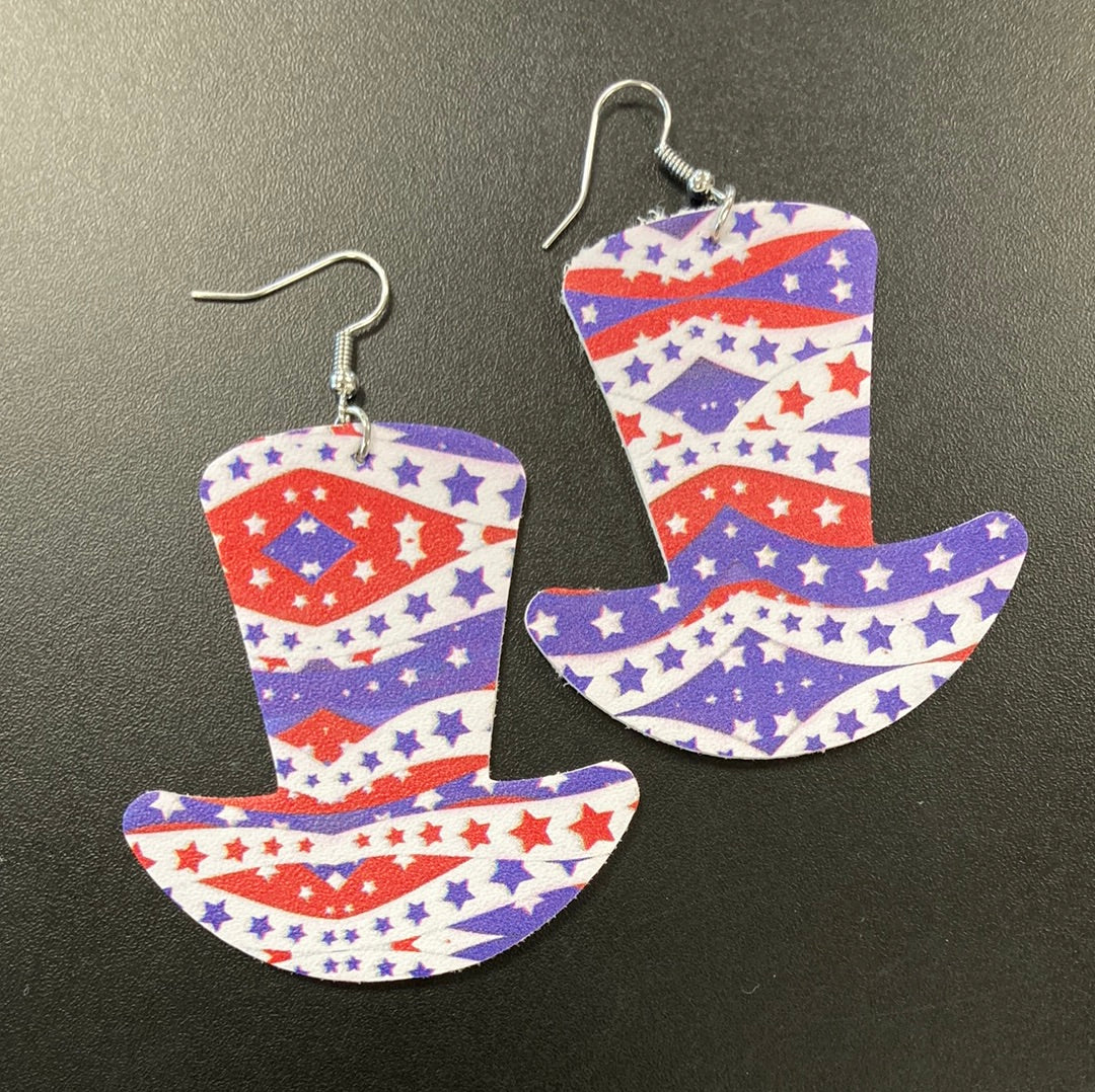 American Hat Faux Leather Earrings Daydreamer Creations- Tilden Co.