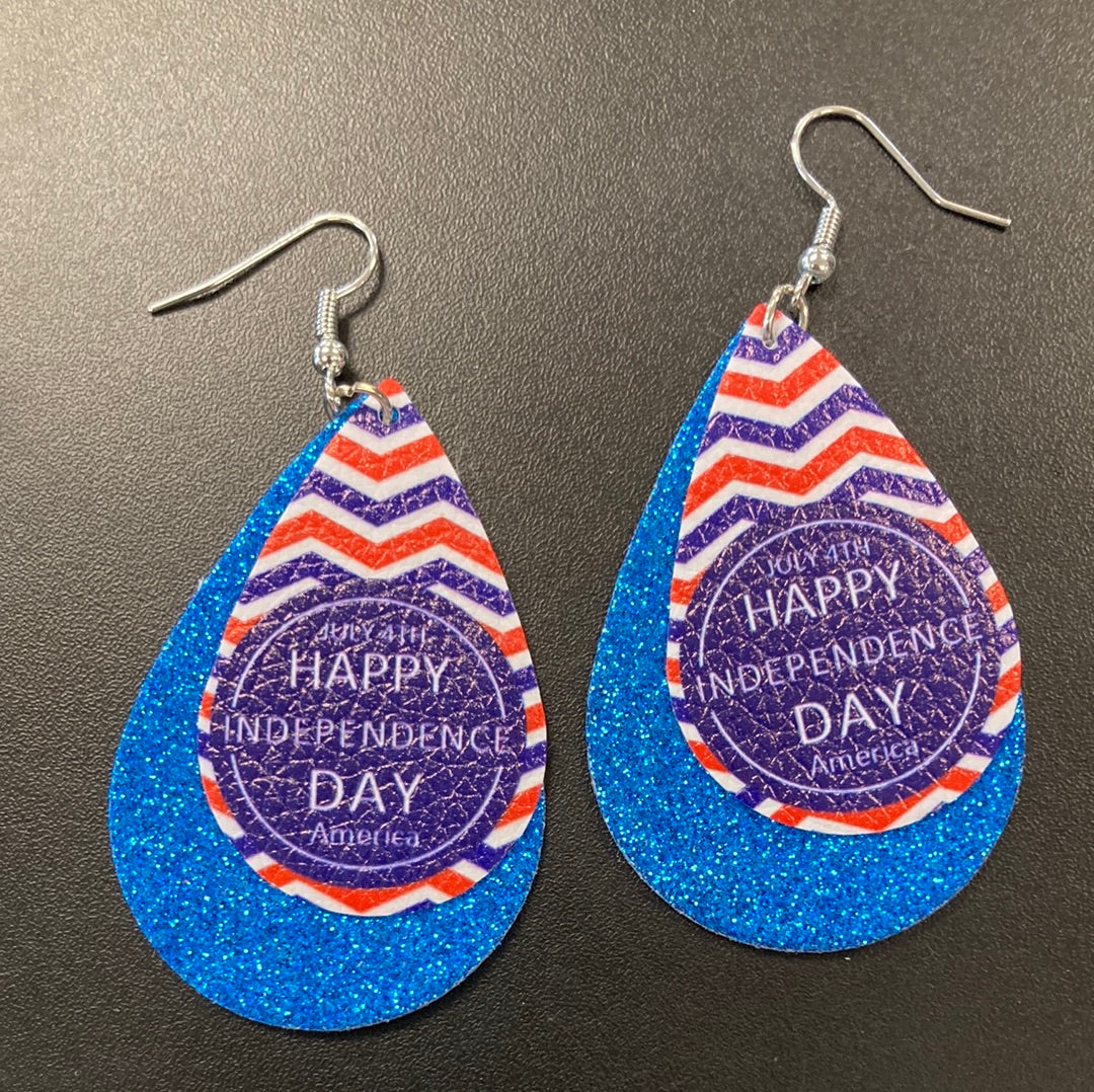 Happy Independence Faux Leather Earrings Daydreamer Creations- Tilden Co.