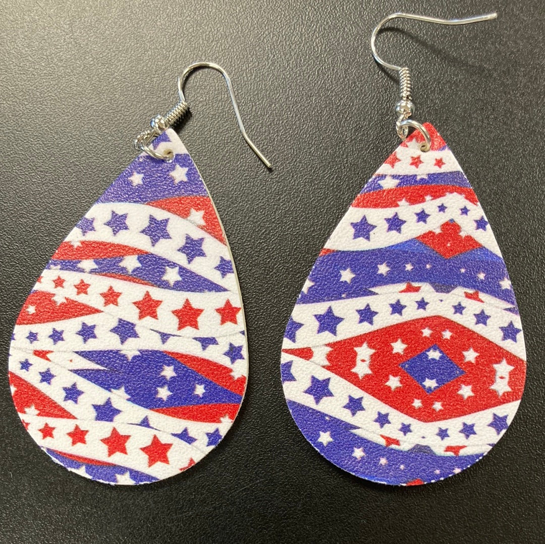 Patriotic 1 Faux Leather Earrings Daydreamer Creations- Tilden Co.