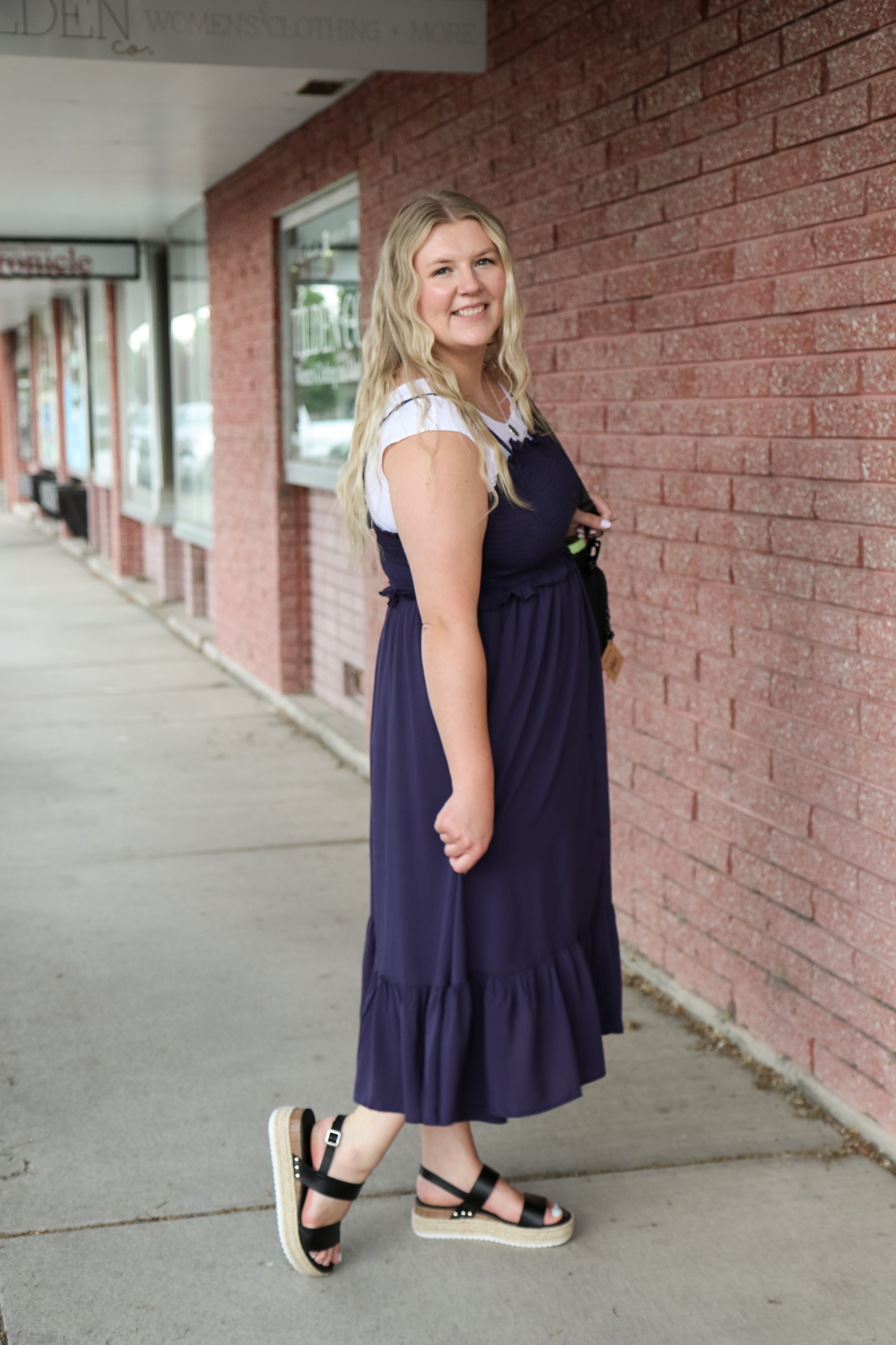 The Jones Dress in Passport Blue Dress Mikarose- Tilden Co.