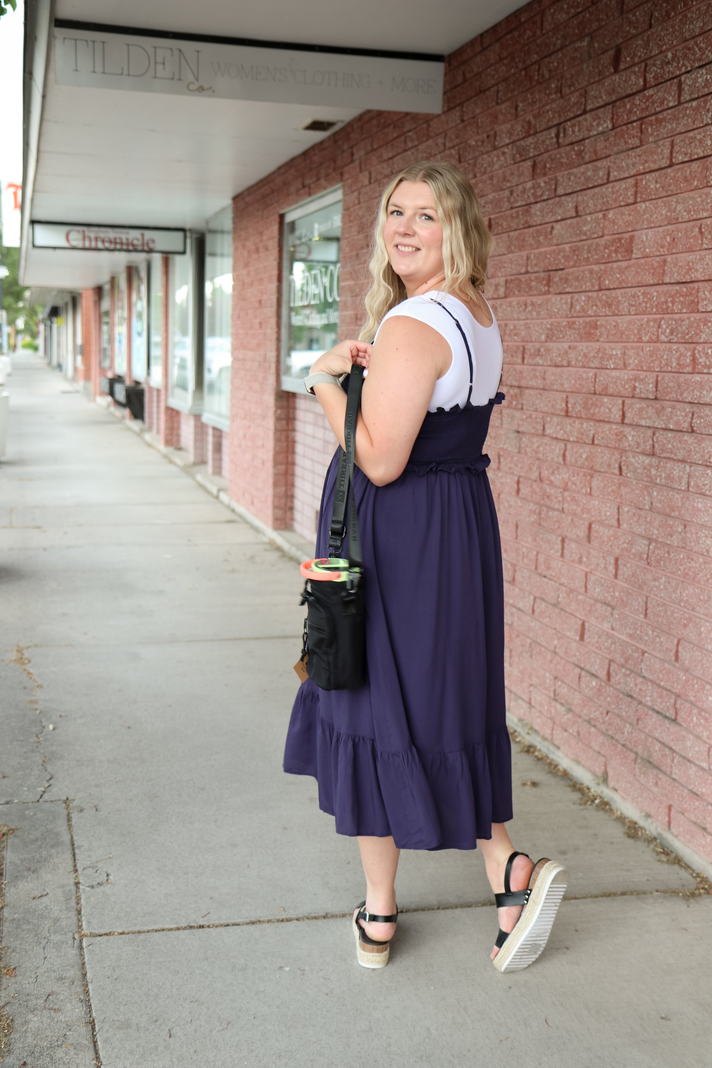 The Jones Dress in Passport Blue Dress Mikarose- Tilden Co.