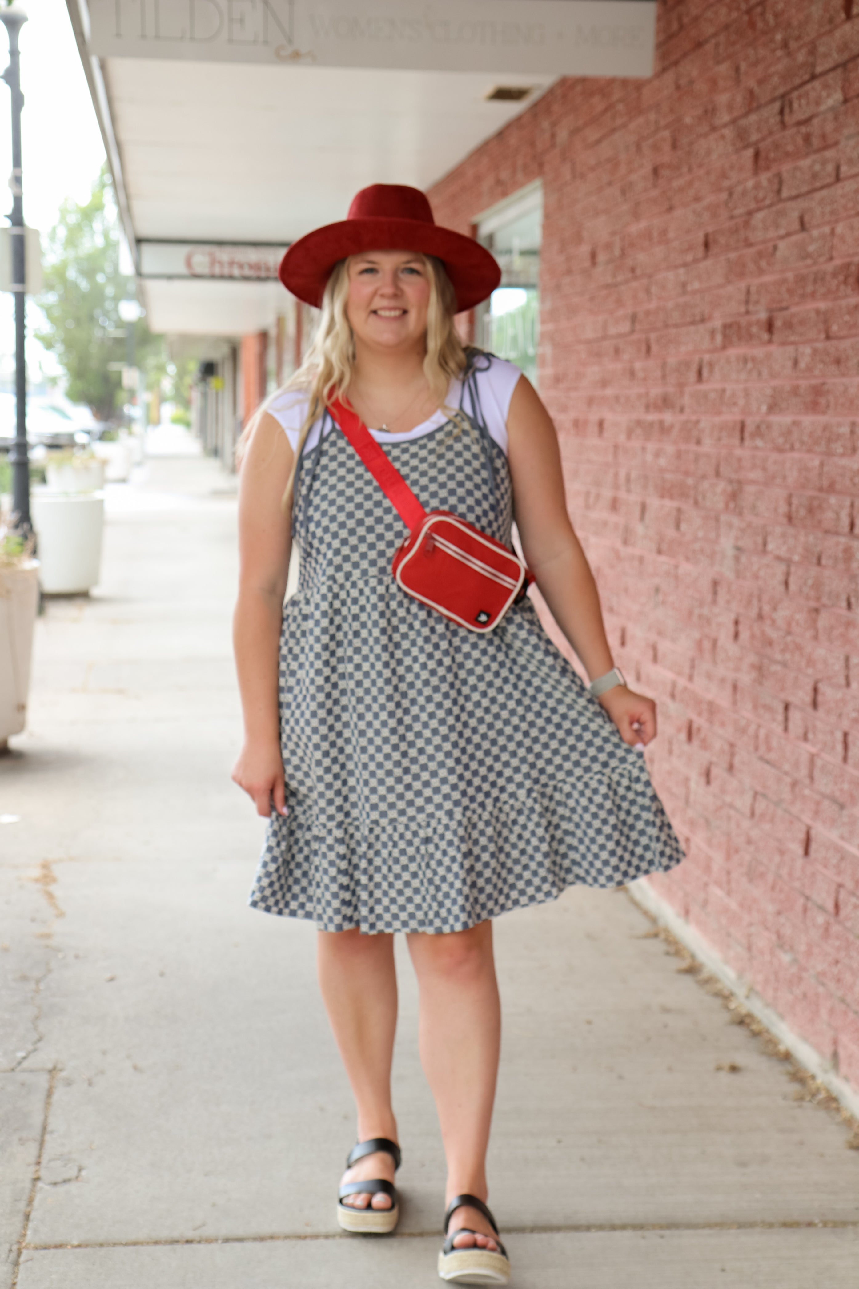 Leon Dress in Denim Checkered Dress Mikarose- Tilden Co.