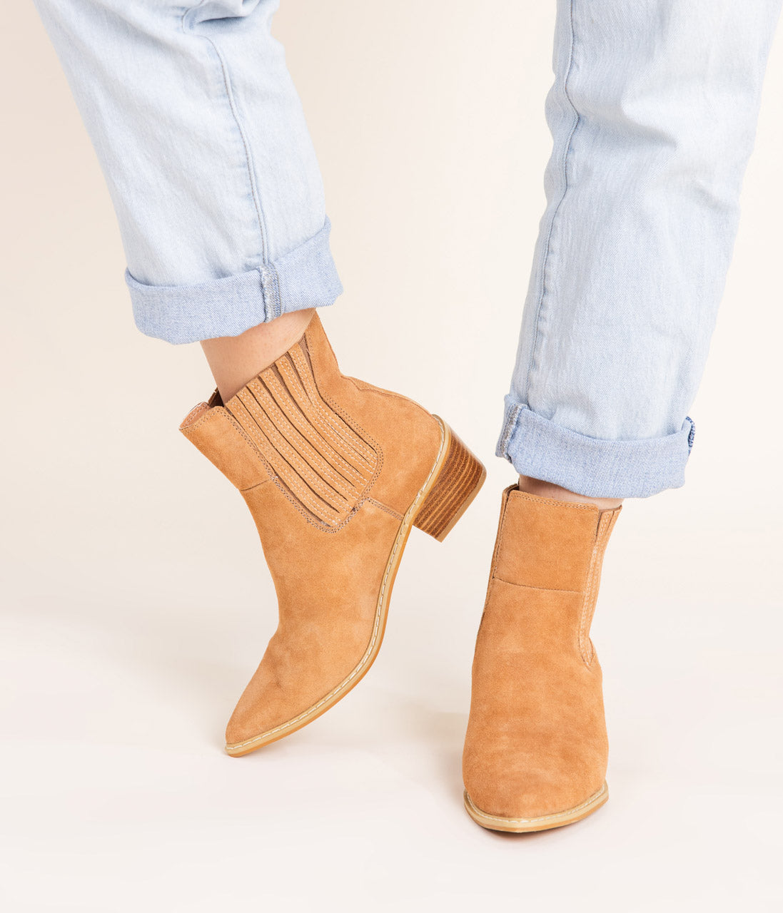 Leonor Suede Ankle Boot in Tan 100 Western Boots Naughty Monkey- Tilden Co.