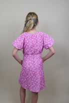 Girls Textured Floral Side Puff Sleeve Girl's Dress Hayden LA- Tilden Co.