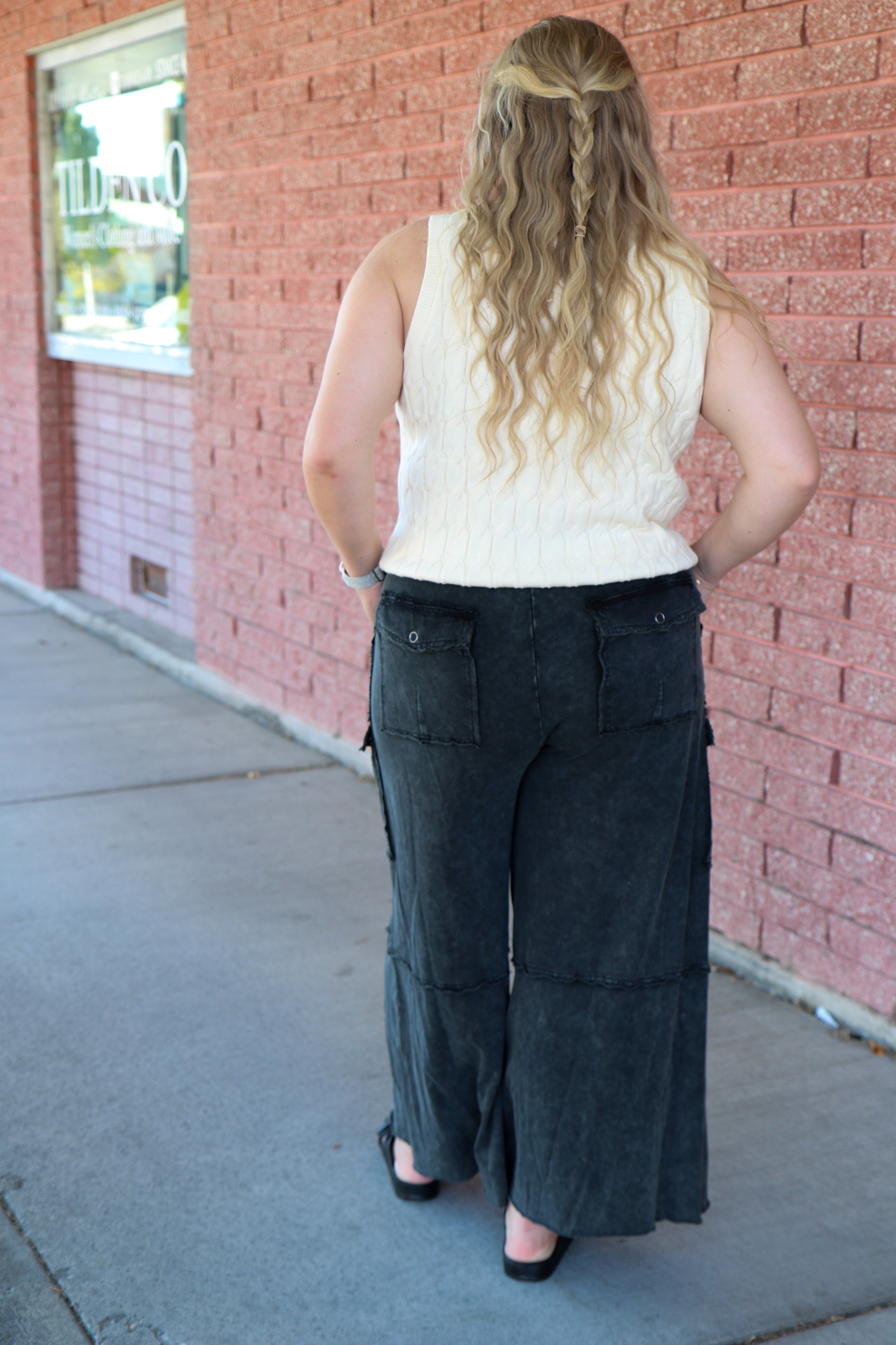 Plus Size Mineral Washed Terry Knit Pants Casual Pants Easel- Tilden Co.