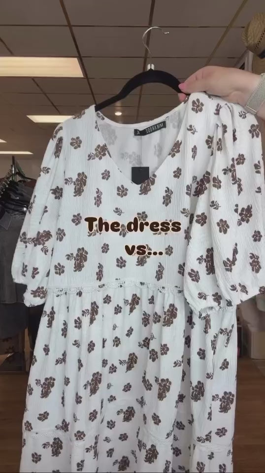 The Claude Dress in Cocoa Bud Shirts & Tops Mikarose- Tilden Co.