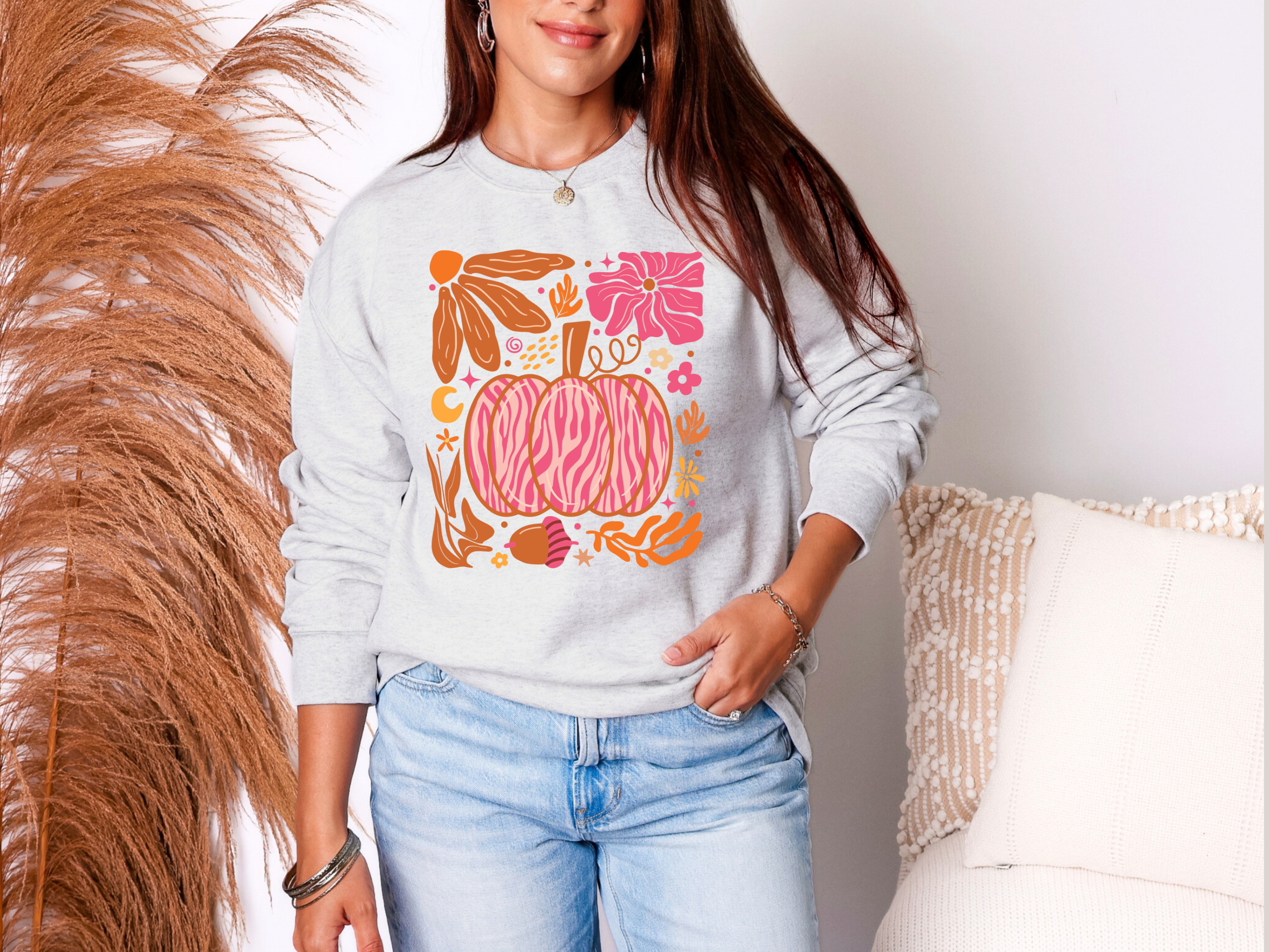 Pumpkin Boho Sweatshirt Womens Ave Shops- Tilden Co.