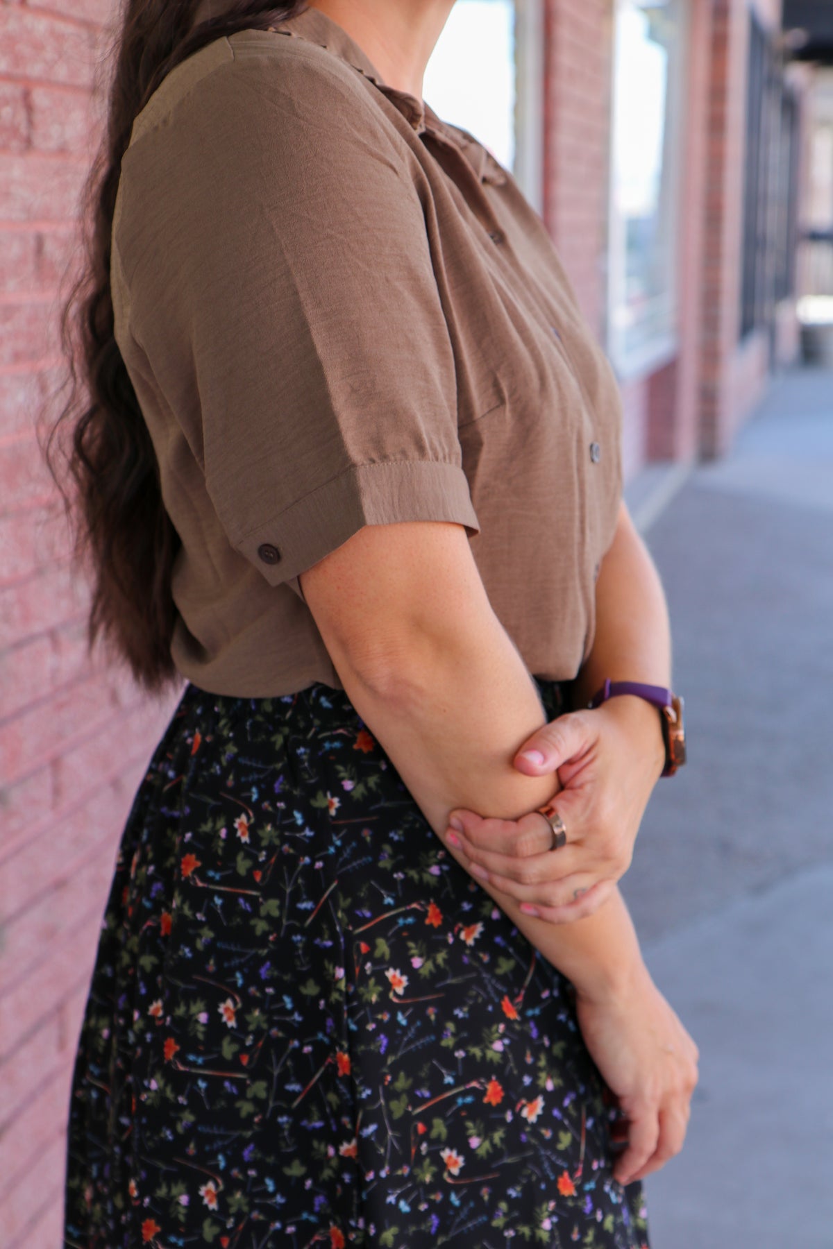 Ruffled Collared Blouse in Clove Blouse Mikarose- Tilden Co.
