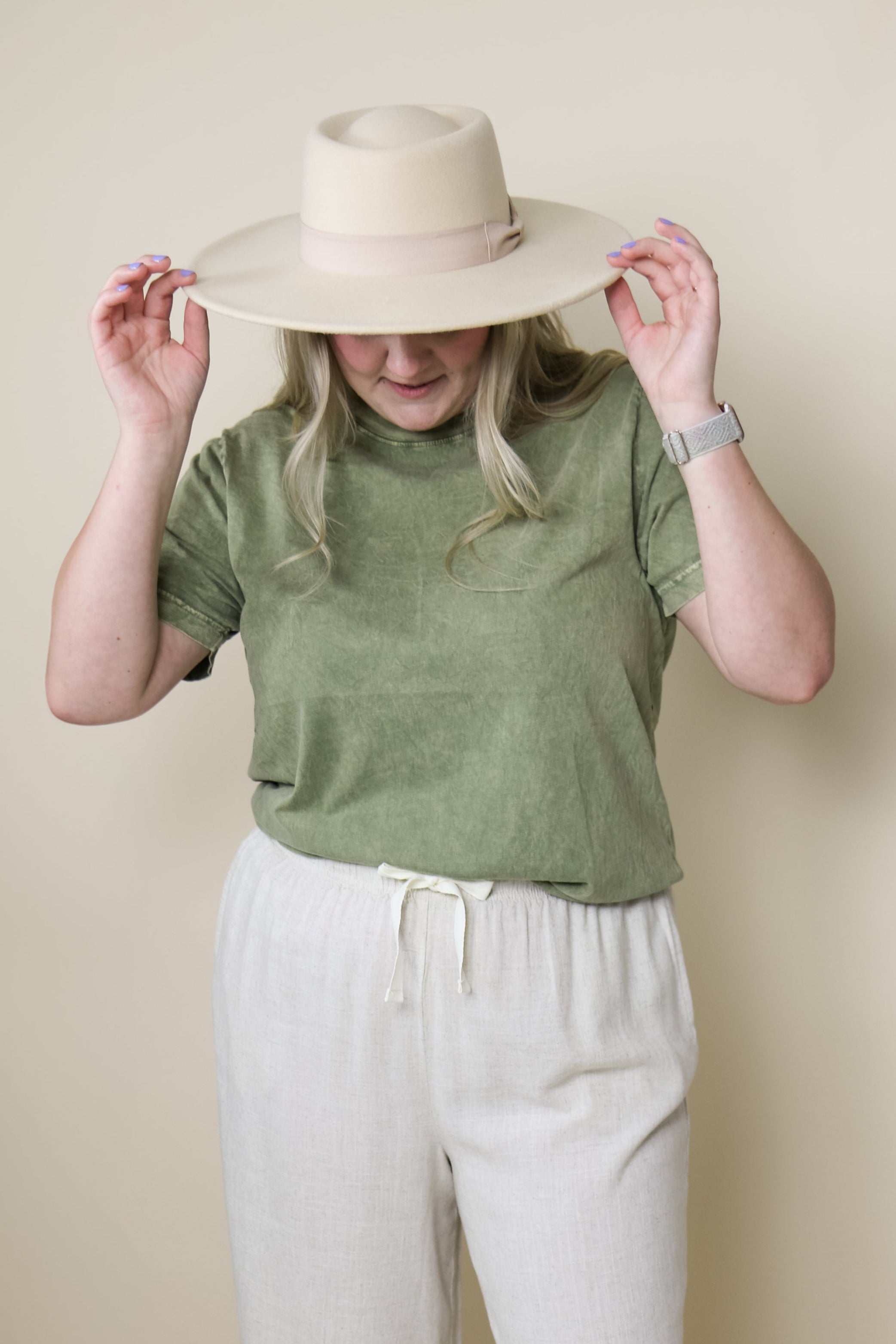 Vegan Felt Wide Brim Boater Bolero Hat Hats Love and Thyme- Tilden Co.
