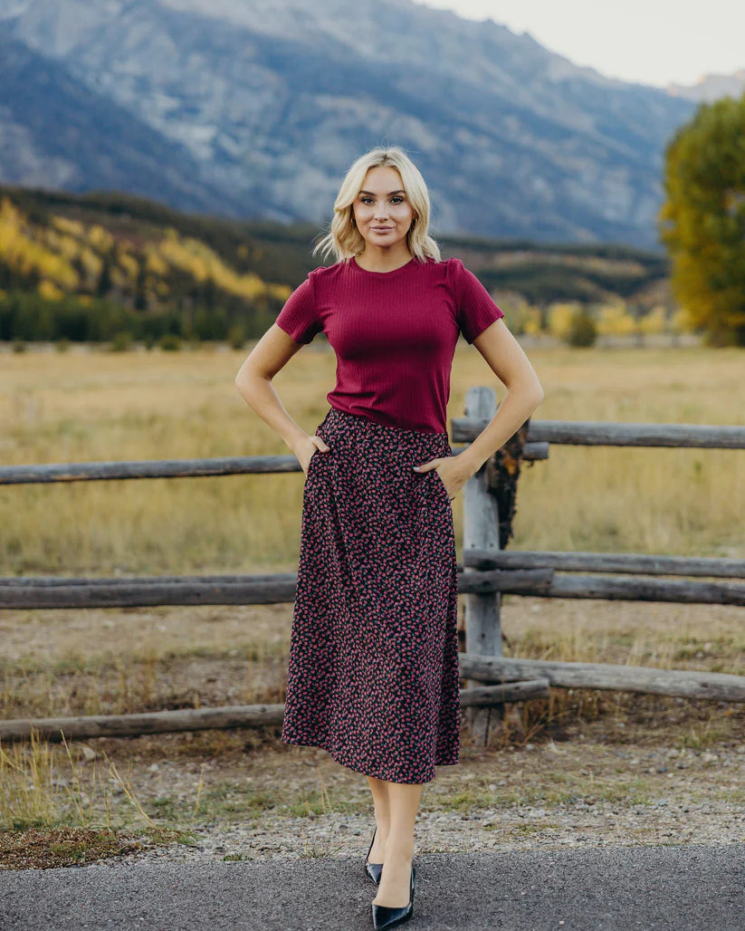 Pointelle Top in Berry Gloss Blouse Mikarose- Tilden Co.