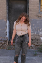 Short Sleeve Cardigan in Tan Cardigan Mikarose- Tilden Co.