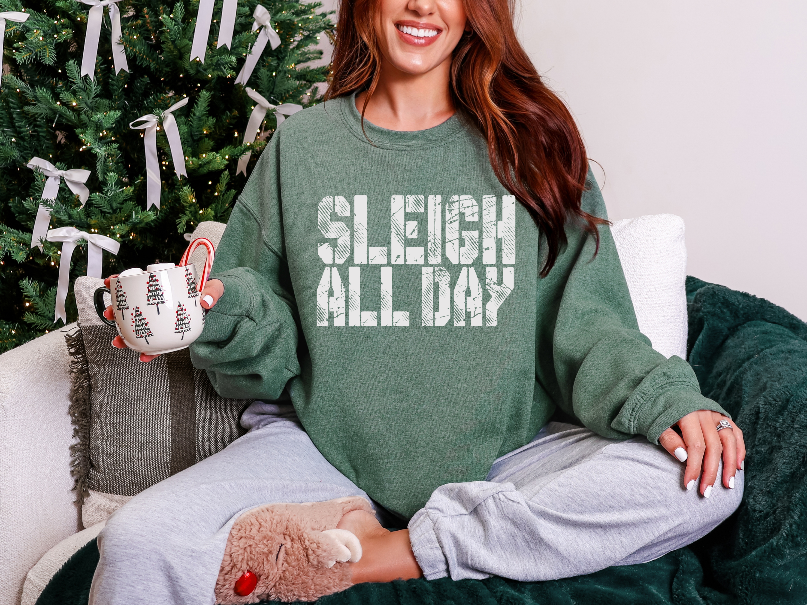 Sleigh All Day Evergreen Graphic Tee and Sweatshirt Womens Ave Shops- Tilden Co.