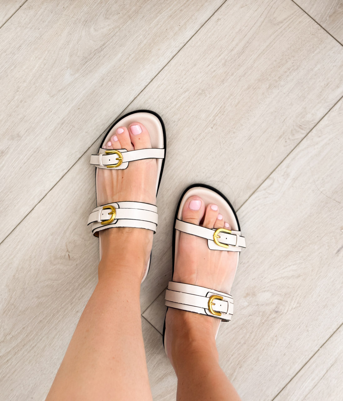 Tess Sandal in Cream Sandal Naughty Monkey- Tilden Co.