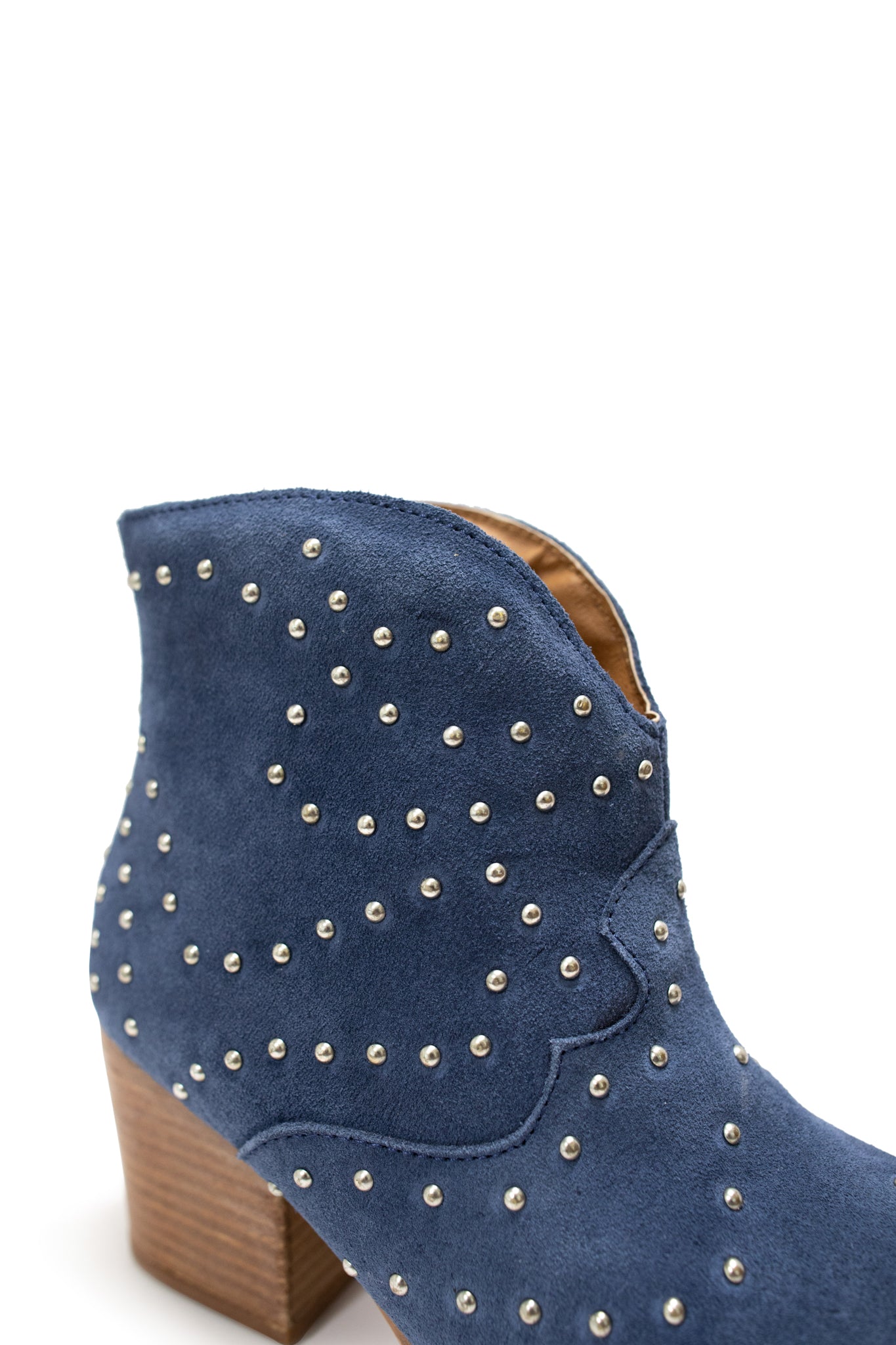 Twilight Studded Heeled Ankle Boot in Denim 100 Western Boots Naughty Monkey- Tilden Co.