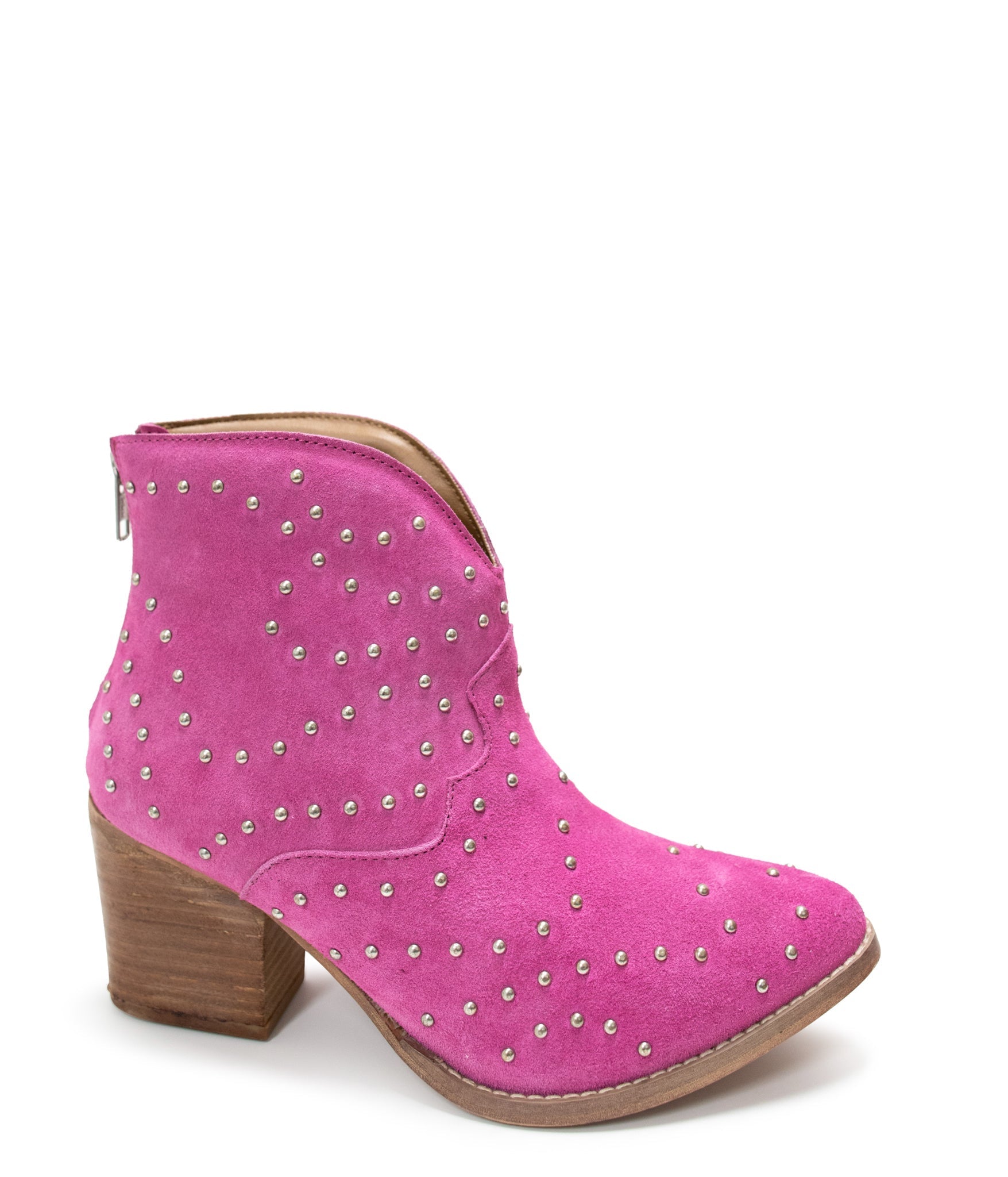 Twilight Studded Heeled Ankle Boot in Magenta 100 Western Boots Naughty Monkey- Tilden Co.