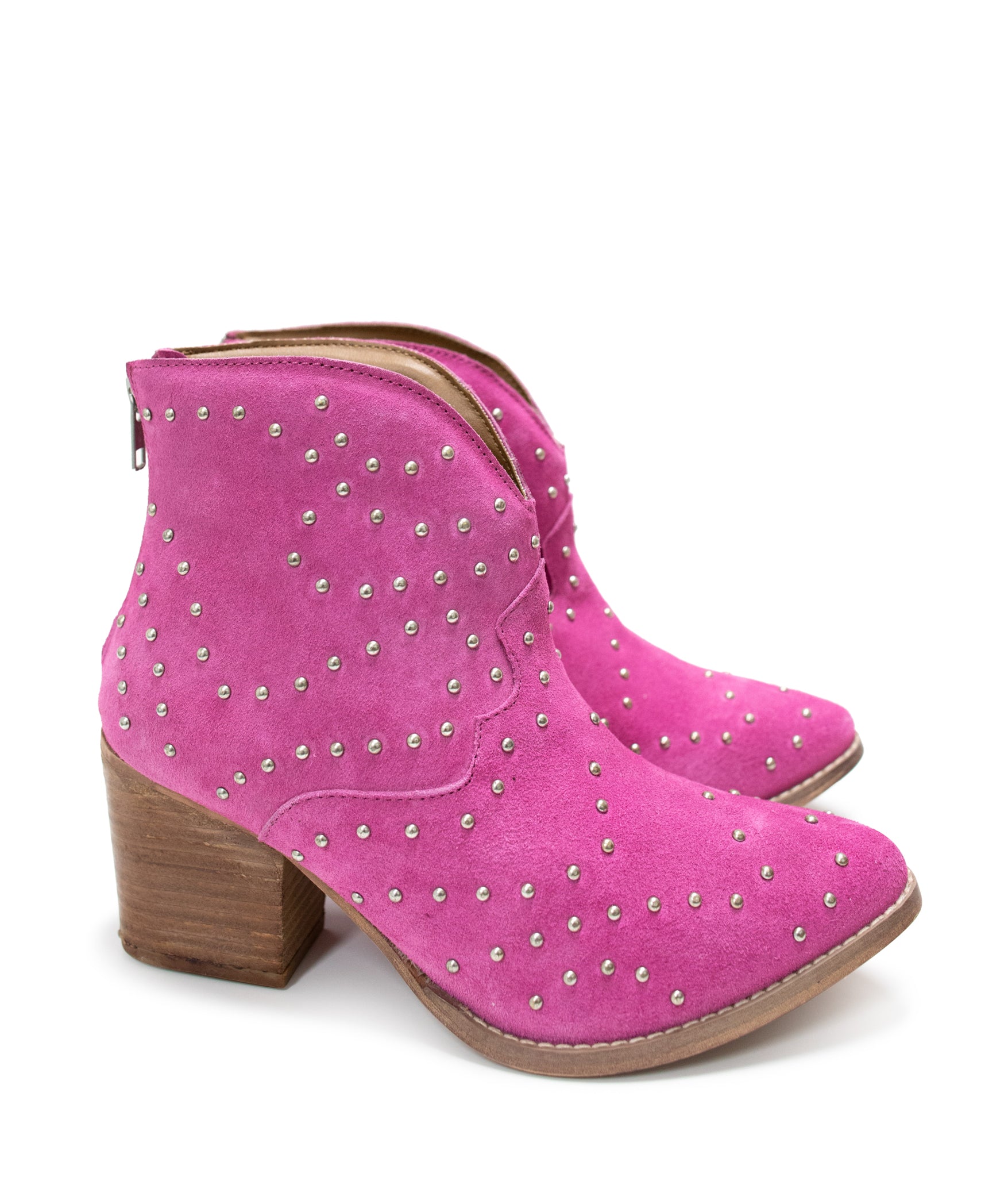 Twilight Studded Heeled Ankle Boot in Magenta 100 Western Boots Naughty Monkey- Tilden Co.