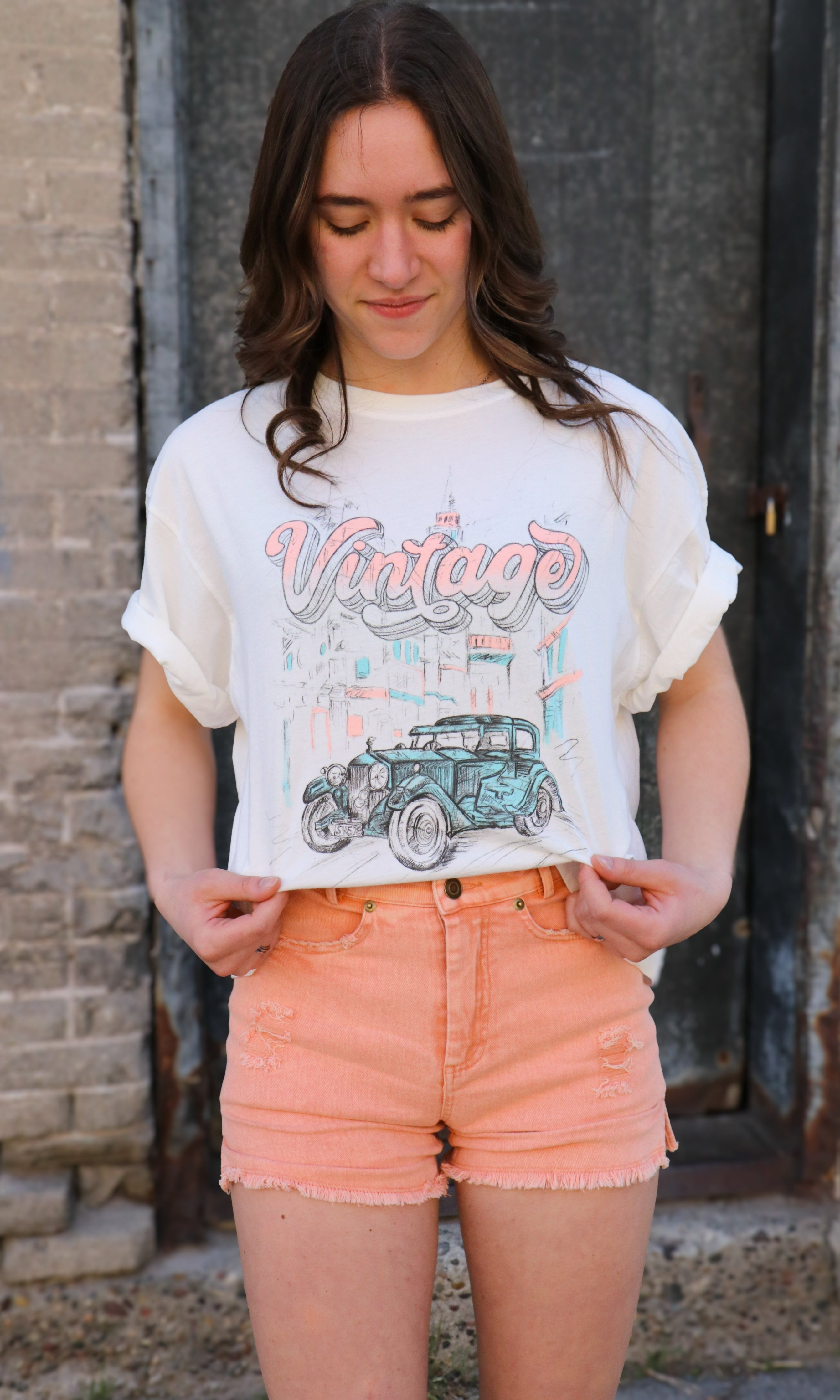 Vintage Car Cropped Graphic Tee    Shirts & Tops Rustee Clothing- Tilden Co.