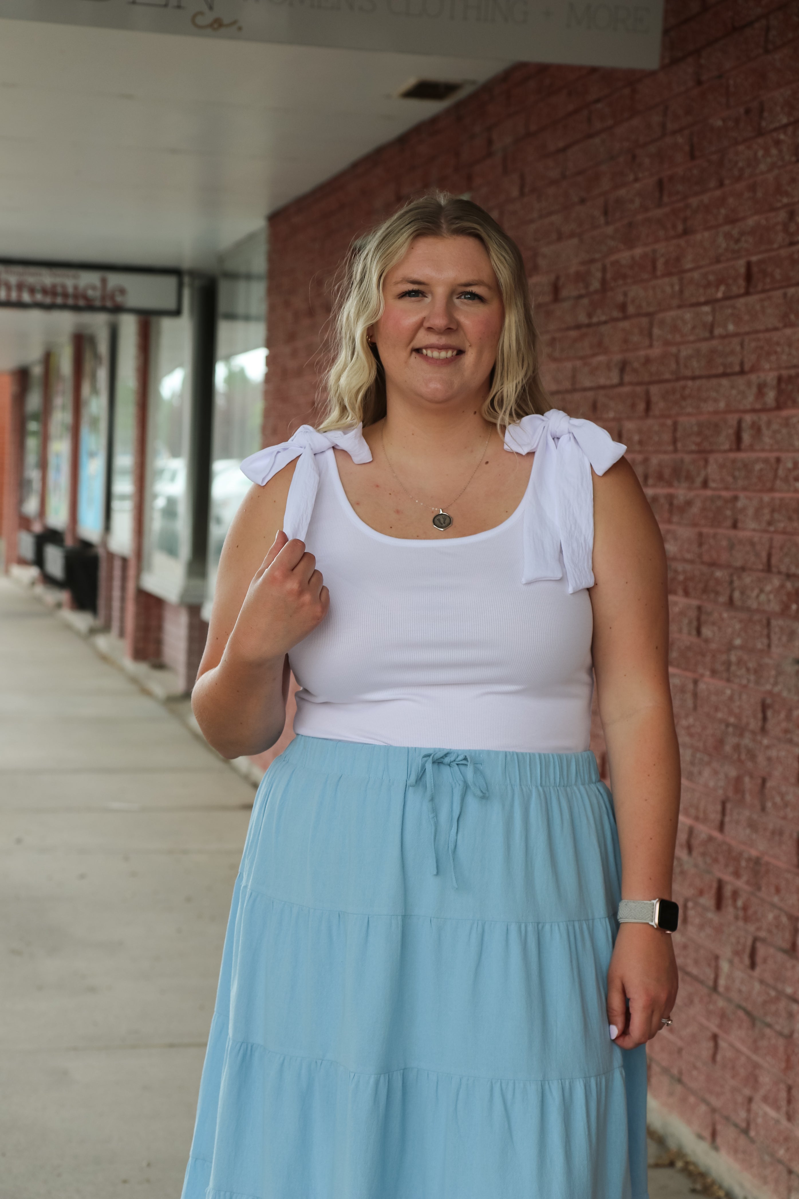 Shoulder Tie Tank Top Off White / Small Off White Small Tanktop BomBom- Tilden Co.