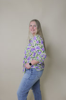 3/4 Sleeve Lizzy Blouse - Purple Floral Blouse Dear Scarlett- Tilden Co.