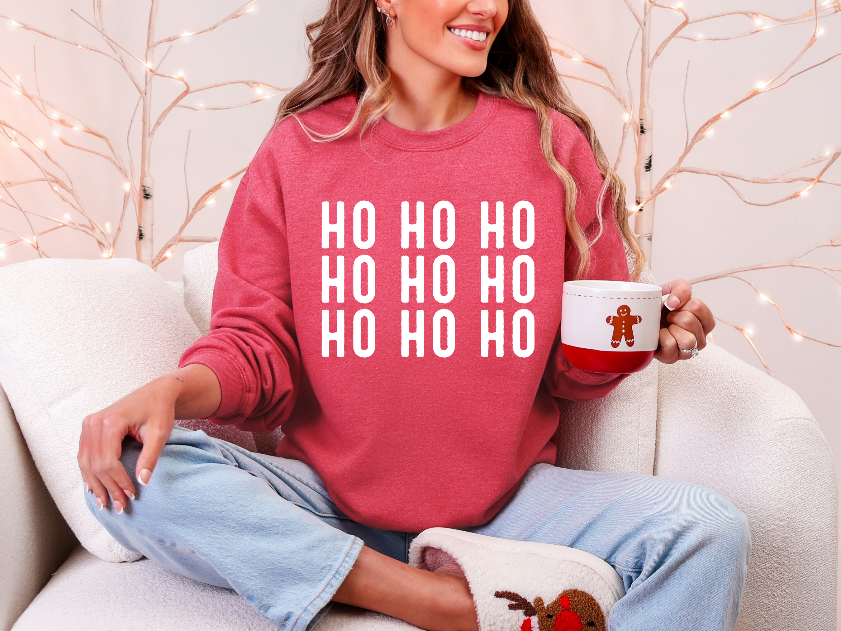 Ho Ho Ho Stacked Graphic Tee and Sweatshirt Womens Ave Shops- Tilden Co.