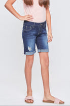 Girls Mid-Rise Basic 1-Button Cuffed Bermuda - Final Sale    Bermuda Shorts YMI Jeanswear- Tilden Co.