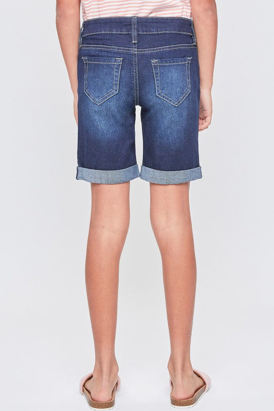 Girls Mid-Rise Basic 1-Button Cuffed Bermuda - Final Sale    Bermuda Shorts YMI Jeanswear- Tilden Co.