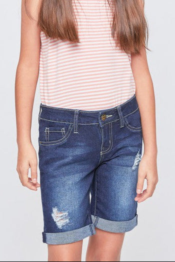 Girls Mid-Rise Basic 1-Button Cuffed Bermuda - Final Sale    Bermuda Shorts YMI Jeanswear- Tilden Co.