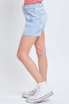 Girls High Rise Denim Shorts With Porkchop Pockets - Final Sale    Bermuda Shorts YMI Jeanswear- Tilden Co.