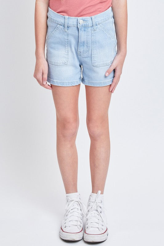 Girls High Rise Denim Shorts With Porkchop Pockets - Final Sale    Bermuda Shorts YMI Jeanswear- Tilden Co.