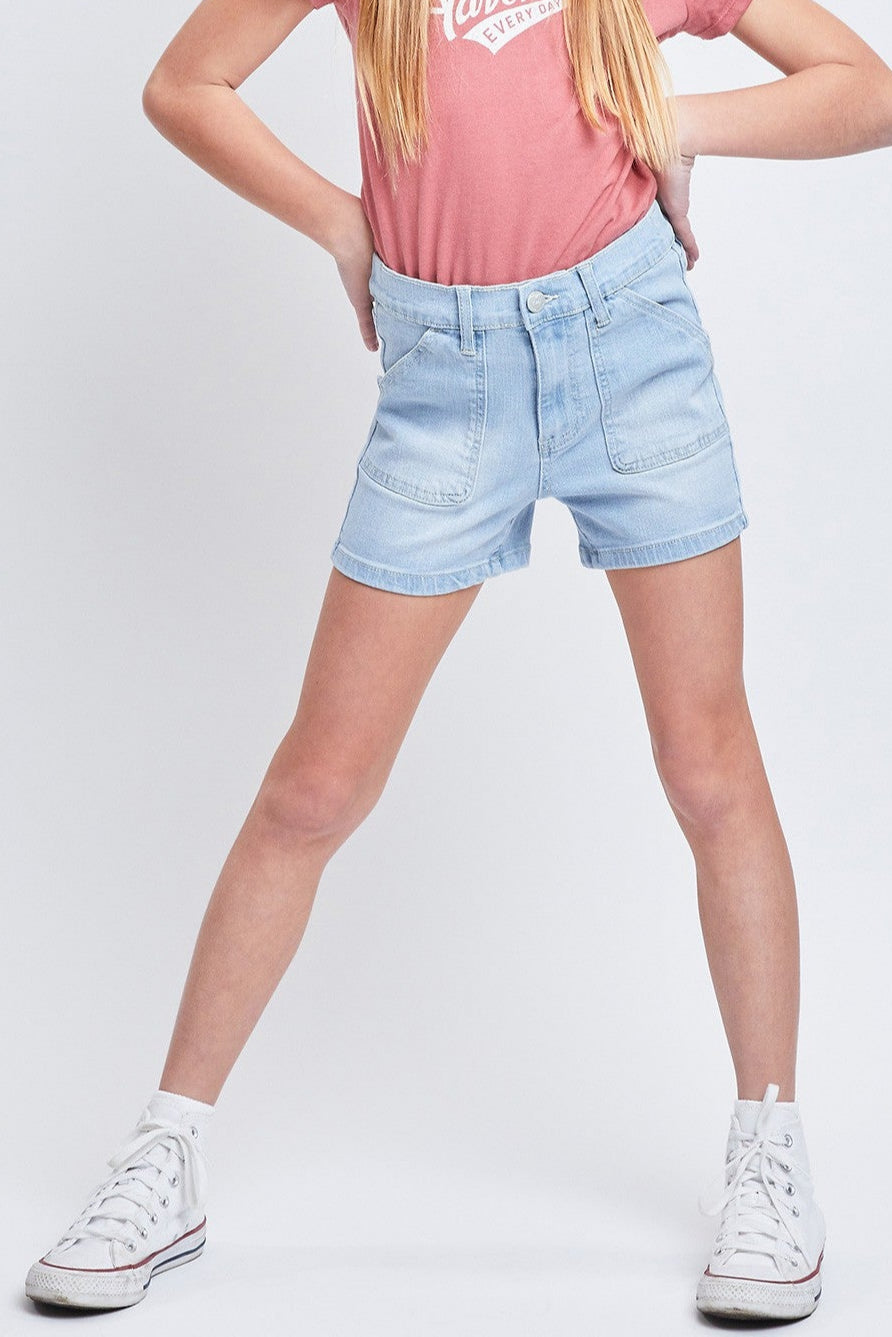 Girls High Rise Denim Shorts With Porkchop Pockets - Final Sale    Bermuda Shorts YMI Jeanswear- Tilden Co.
