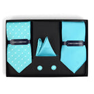 2 Tie + Hanky Box Set with Cuff Links - Blue    tie selini- Tilden Co.