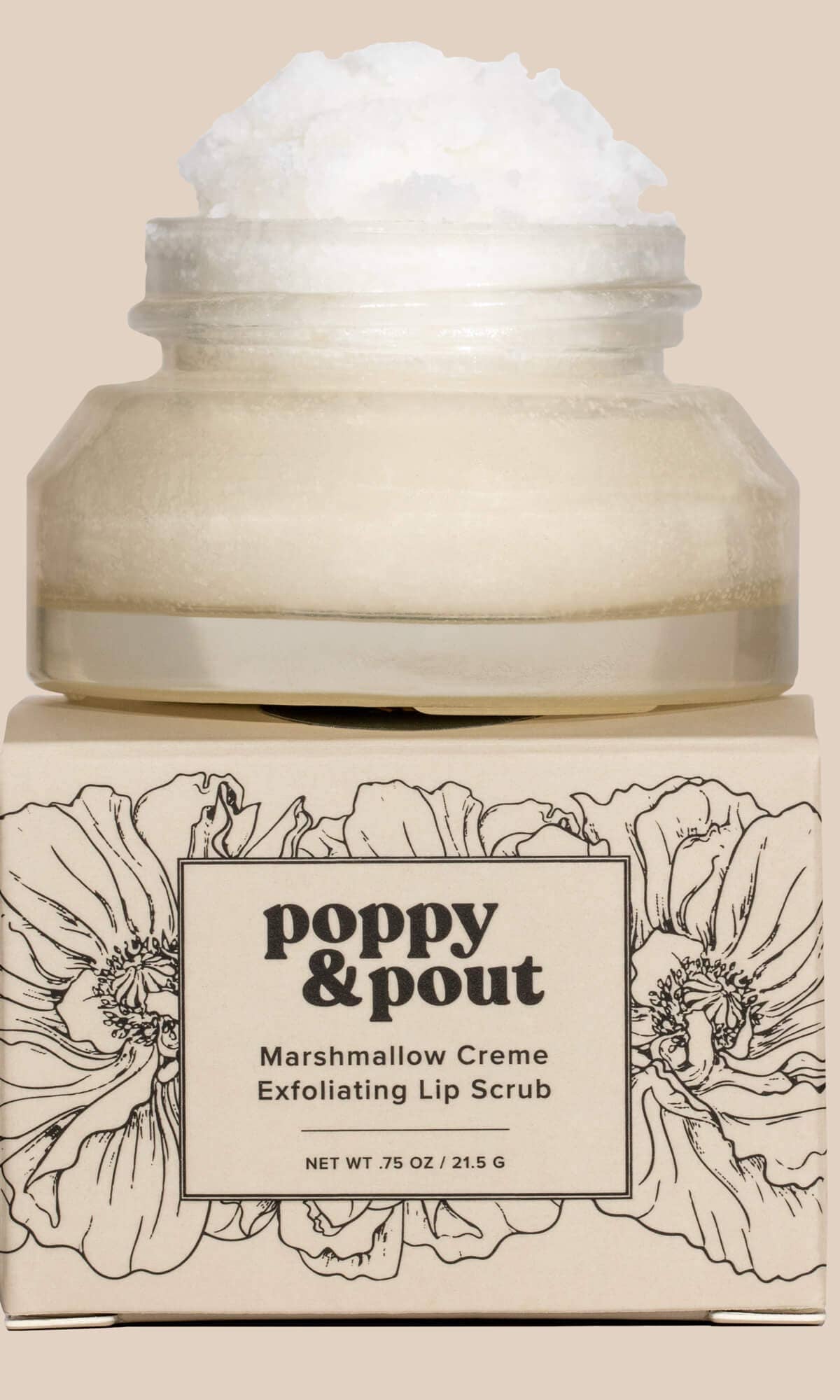 Lip Scrub, Marshmallow Creme    lip balm Poppy & Pout- Tilden Co.