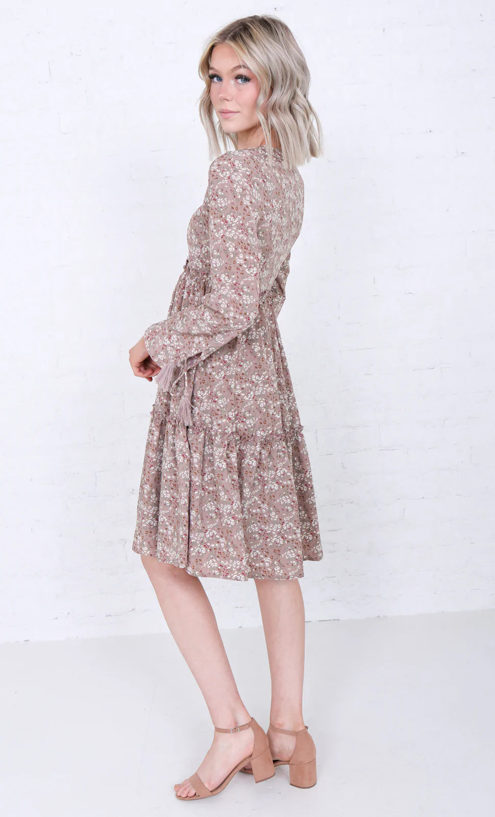 August Dress in Praline Ditsy Floral- Final Sale    mikarose dress Mikarose- Tilden Co.